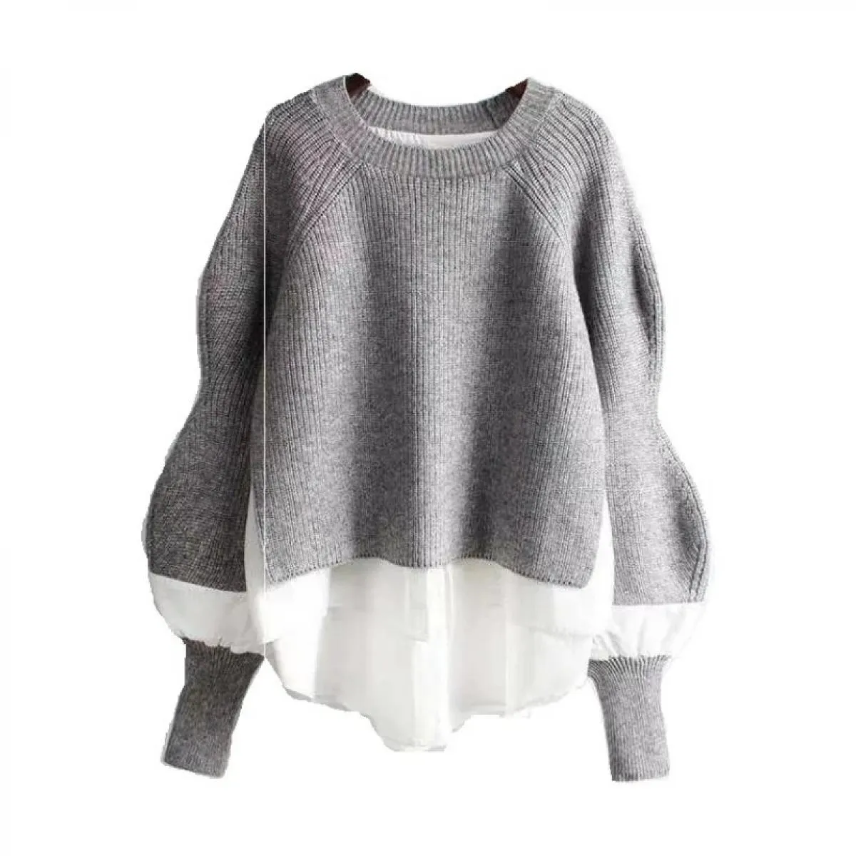 2023 primavera autunno nuove donne maglione moda maglione falso due pezzi di cuciture pullover top da donna