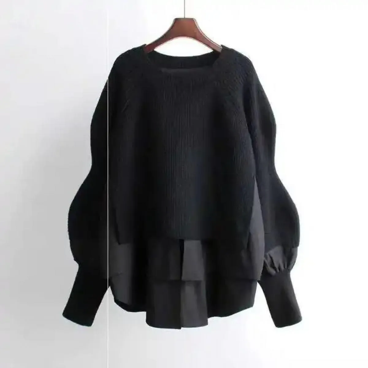 2023 primavera autunno nuove donne maglione moda maglione falso due pezzi di cuciture pullover top da donna