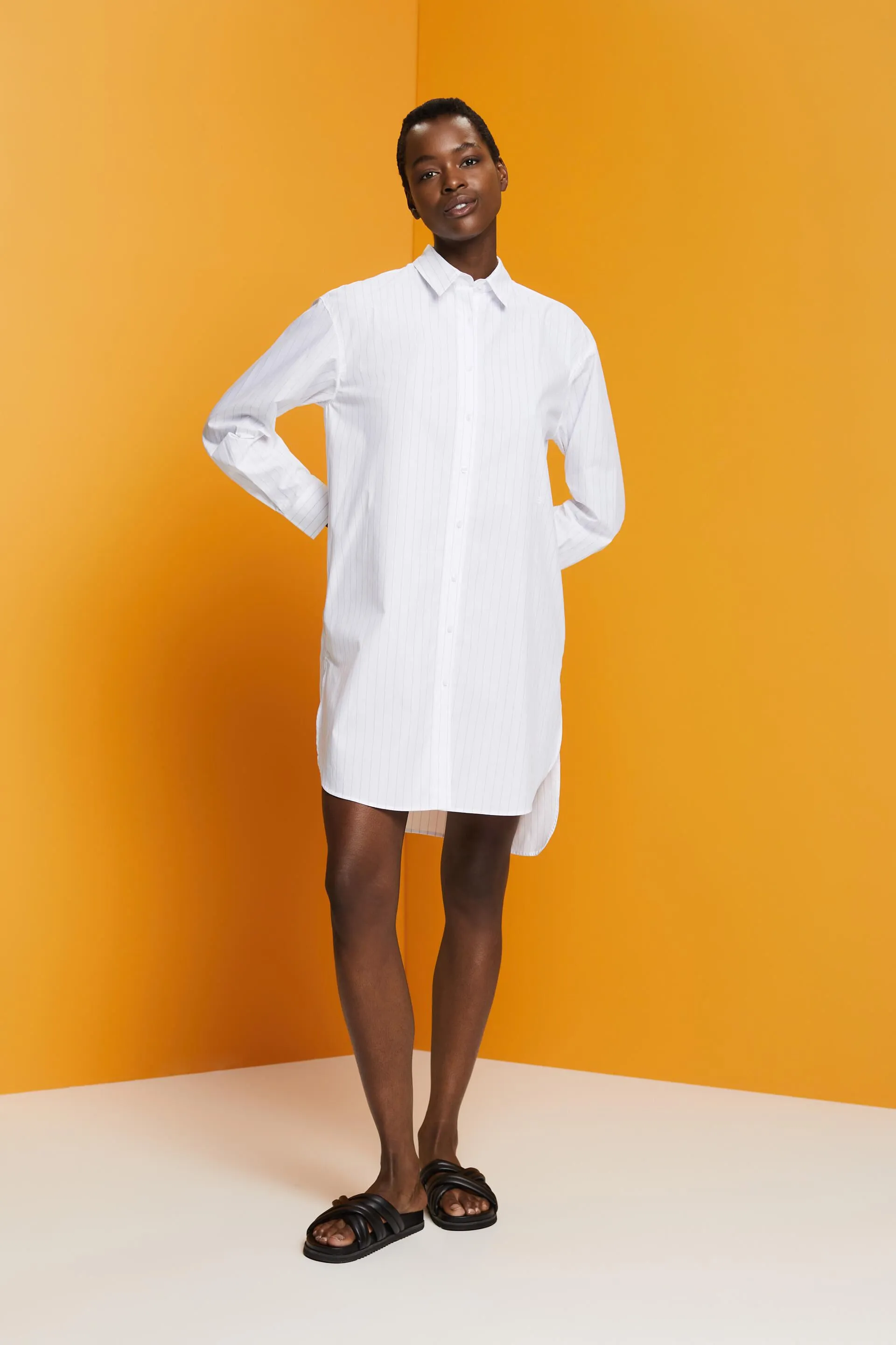 Abito camicia con righe gessate, 100 % cotone