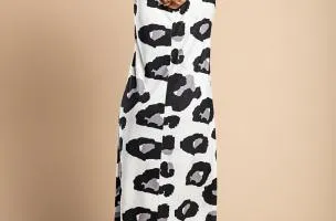 Abito lungo leopardato, bianco