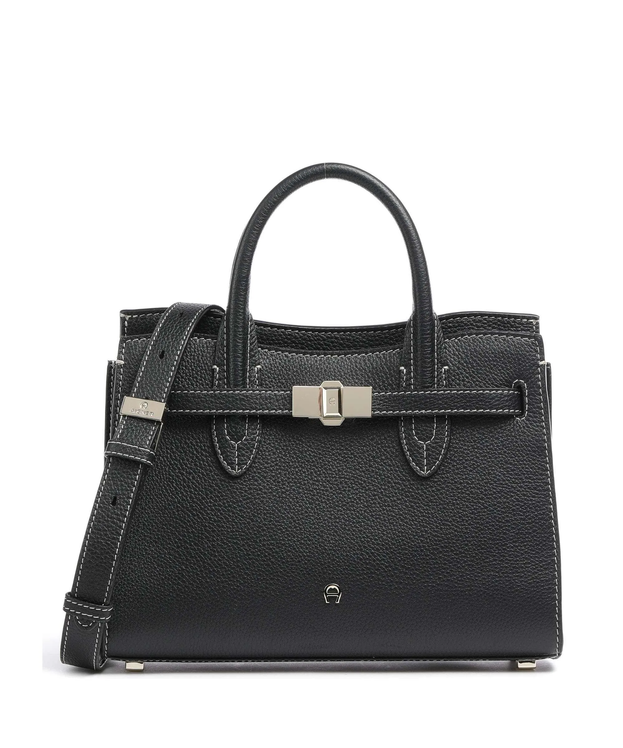  Aigner Farah M Borsa a mano pelle di vacchetta grana nero  