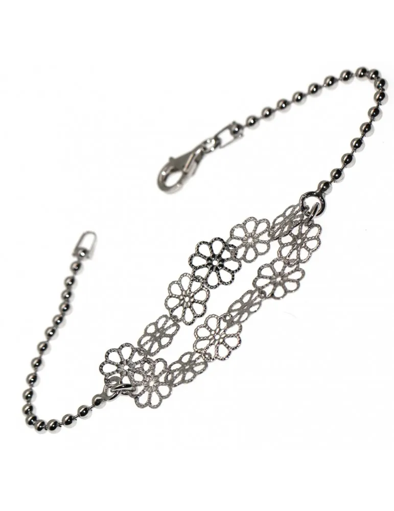 Argento 925 : completo filigrana Fiori Collana Orecchini e Bracciale palline