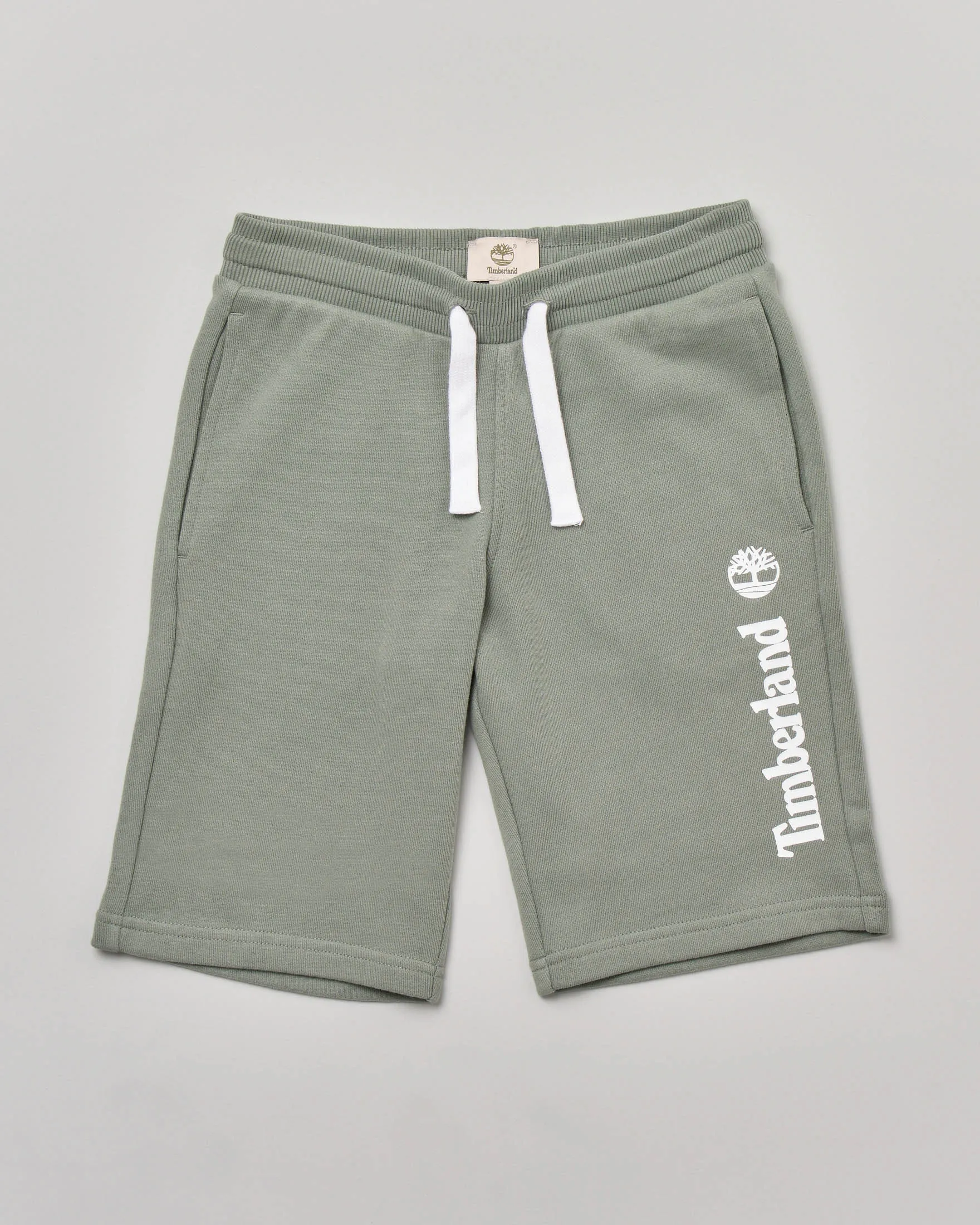 Bermuda verde militare in felpa di cotone con logo bianco 14-16 anni