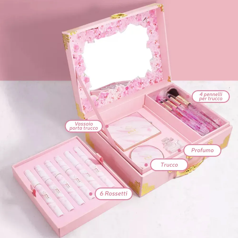 Box bellezza set da 13 accessori e specchio interno