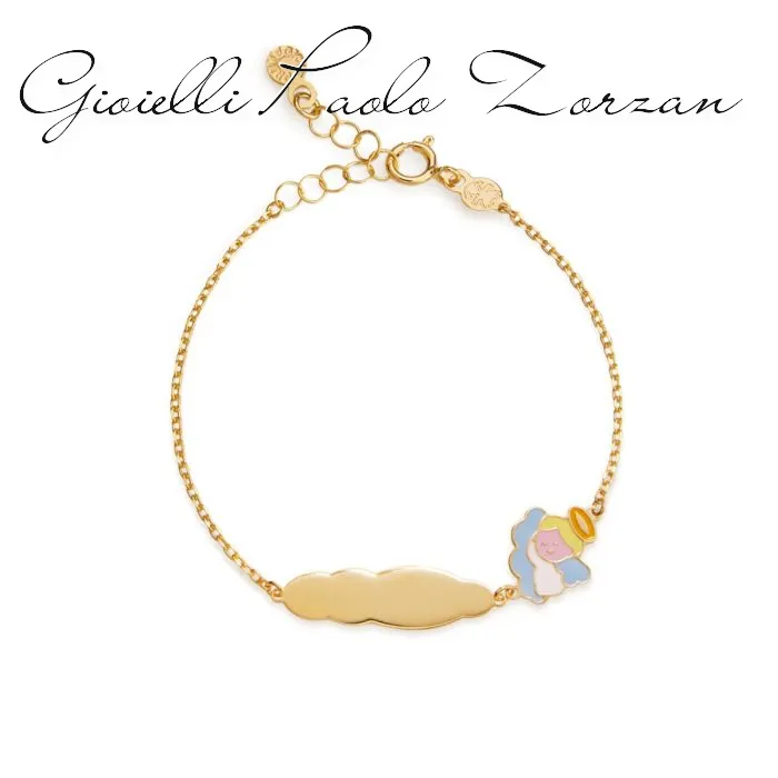 Bracciale le bebe’ Proteggimi con Angelo e targhetta in oro giallo PMG180
