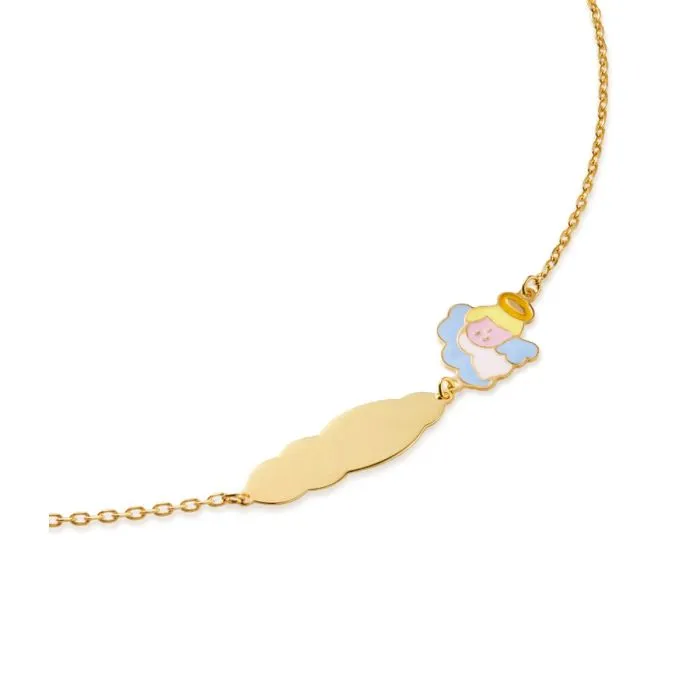 Bracciale le bebe’ Proteggimi con Angelo e targhetta in oro giallo PMG180