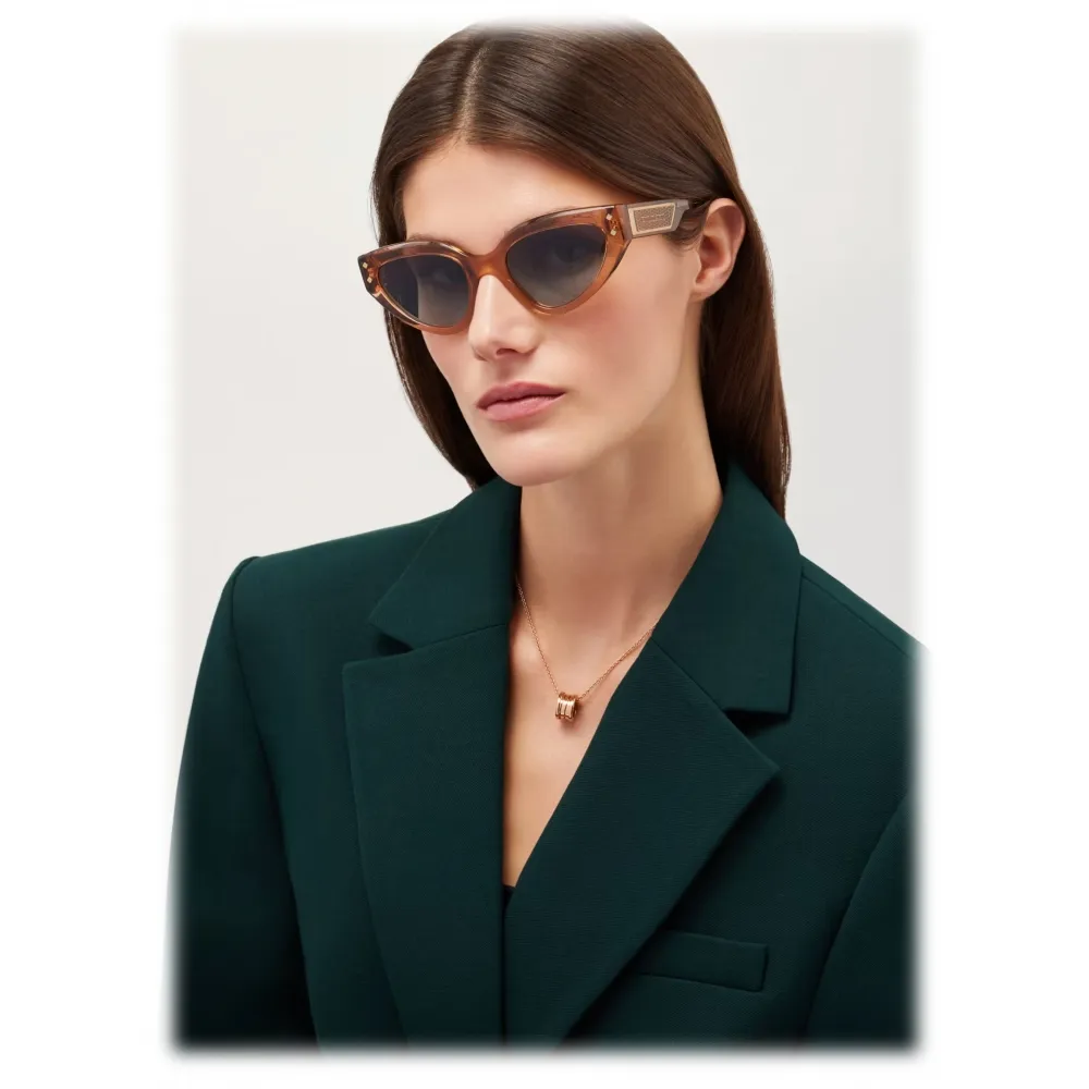 Bulgari - Serpenti - Occhiali da Sole Cat-Eye in Acetato "Vipermesh" - Marrone - Serpenti Collection