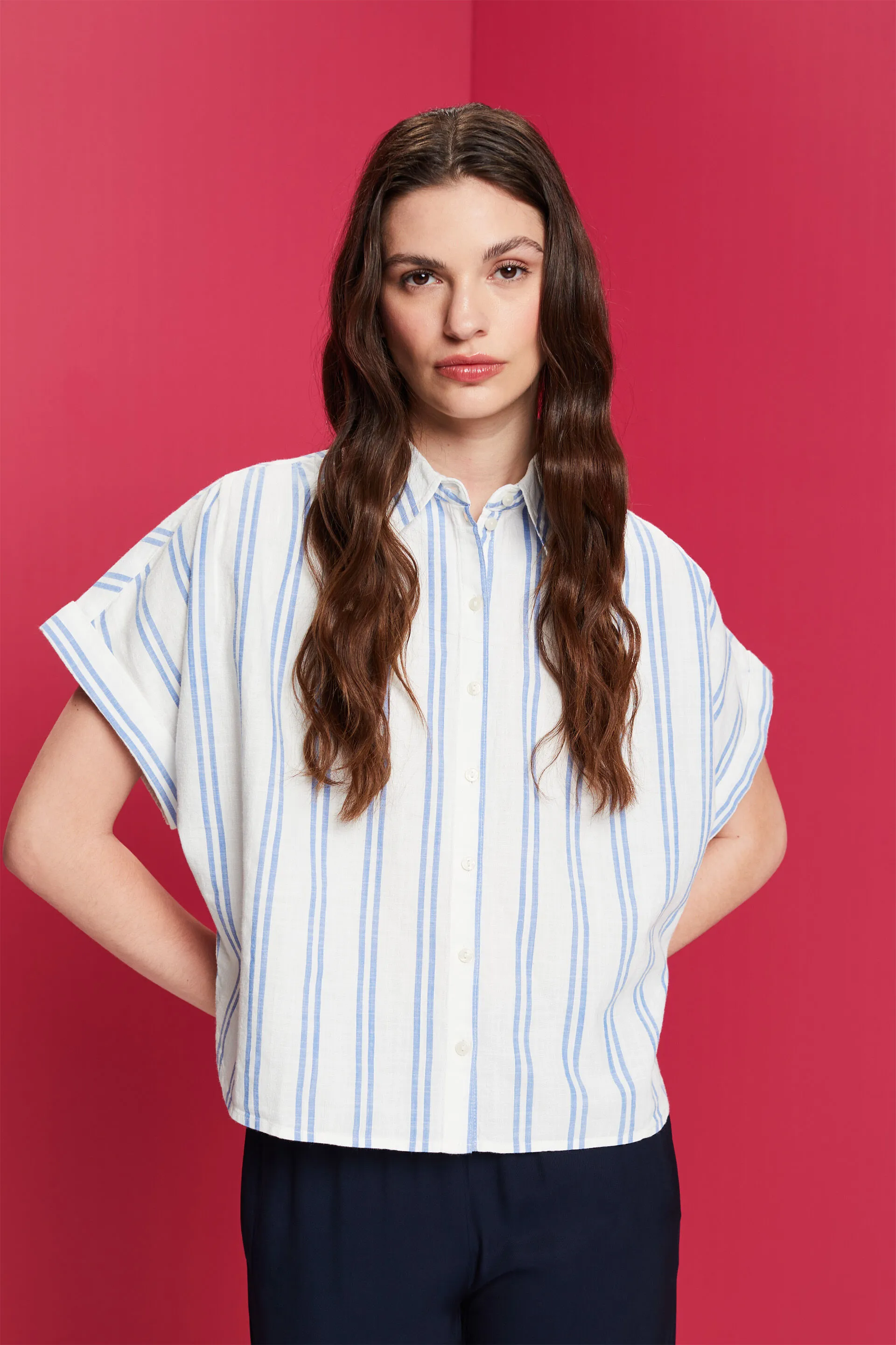 Camicetta a maniche corte a righe, 100% cotone