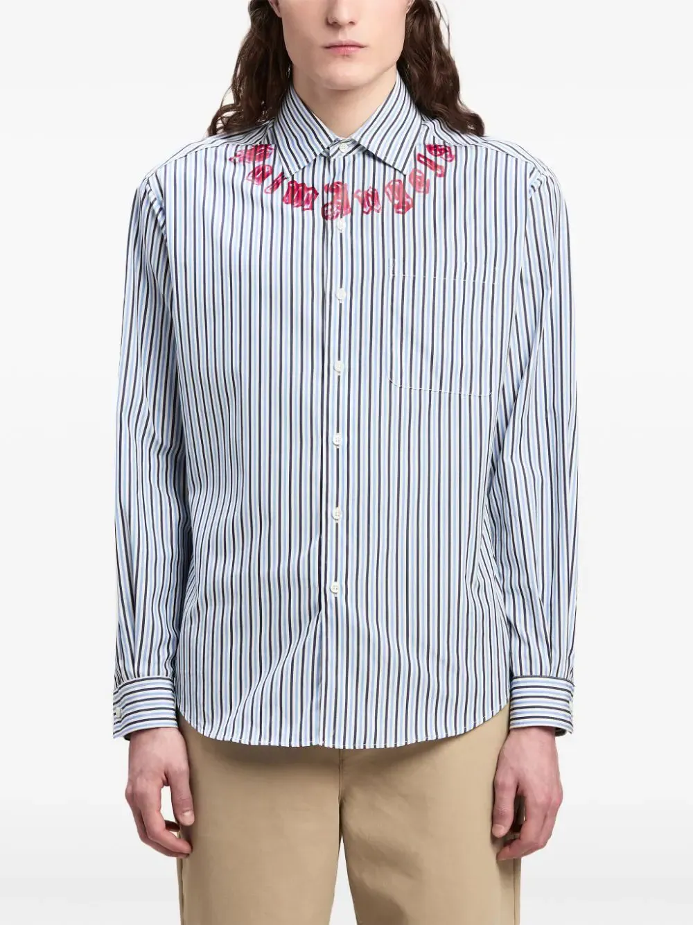 Camicia a strisce di palme angeli con stampa