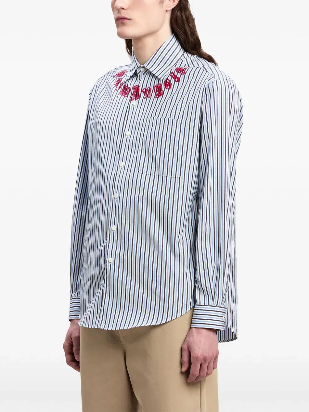 Camicia a strisce di palme angeli con stampa