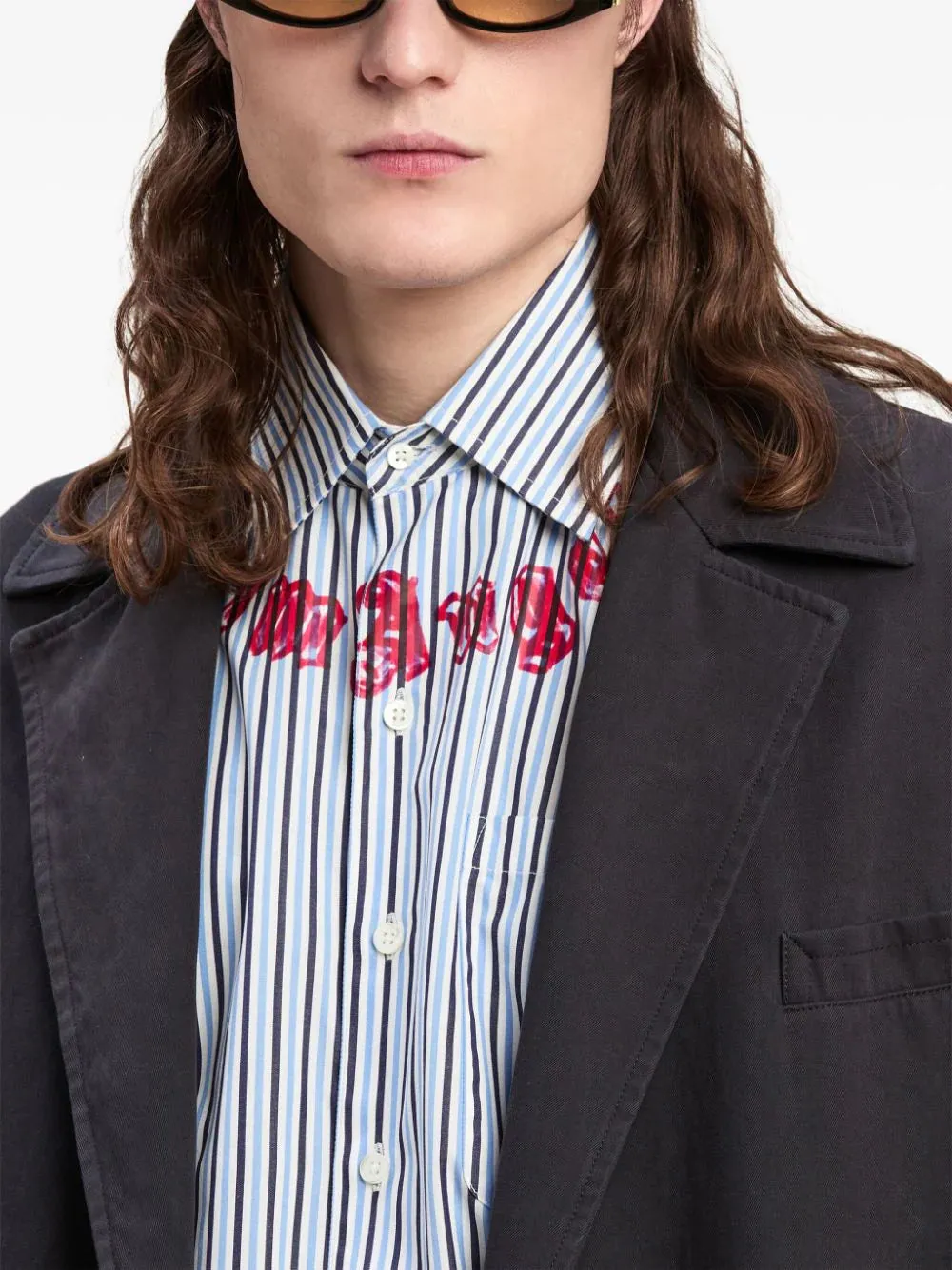 Camicia a strisce di palme angeli con stampa