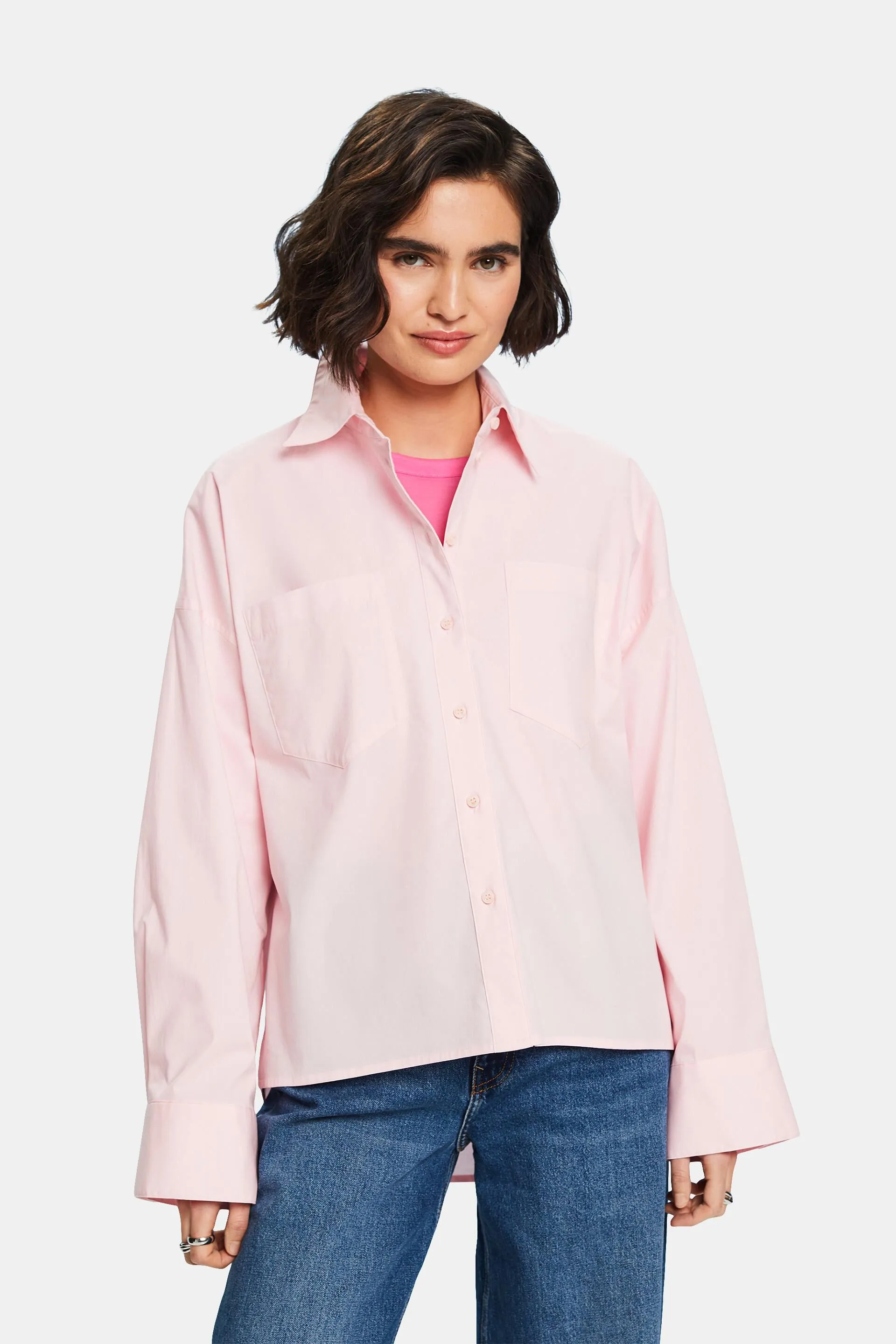 Camicia button-up in popeline di cotone
