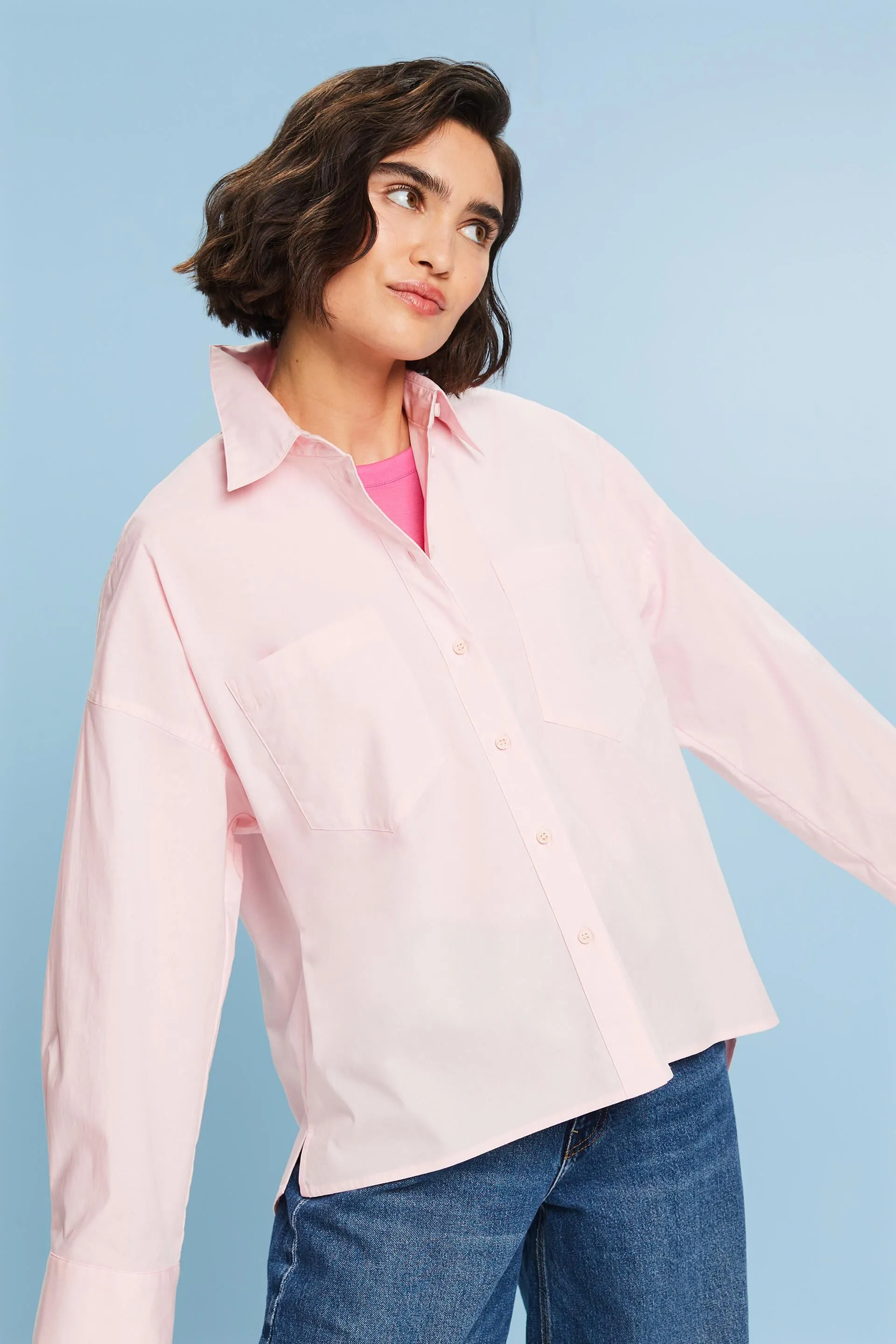 Camicia button-up in popeline di cotone