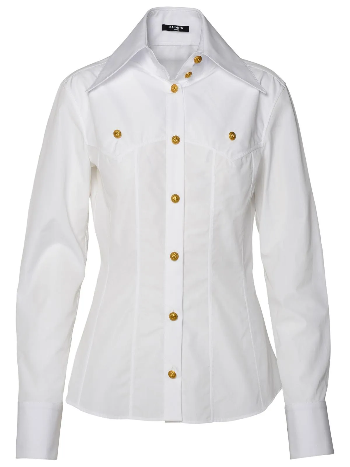 Camicia di cotone bianco Balmain