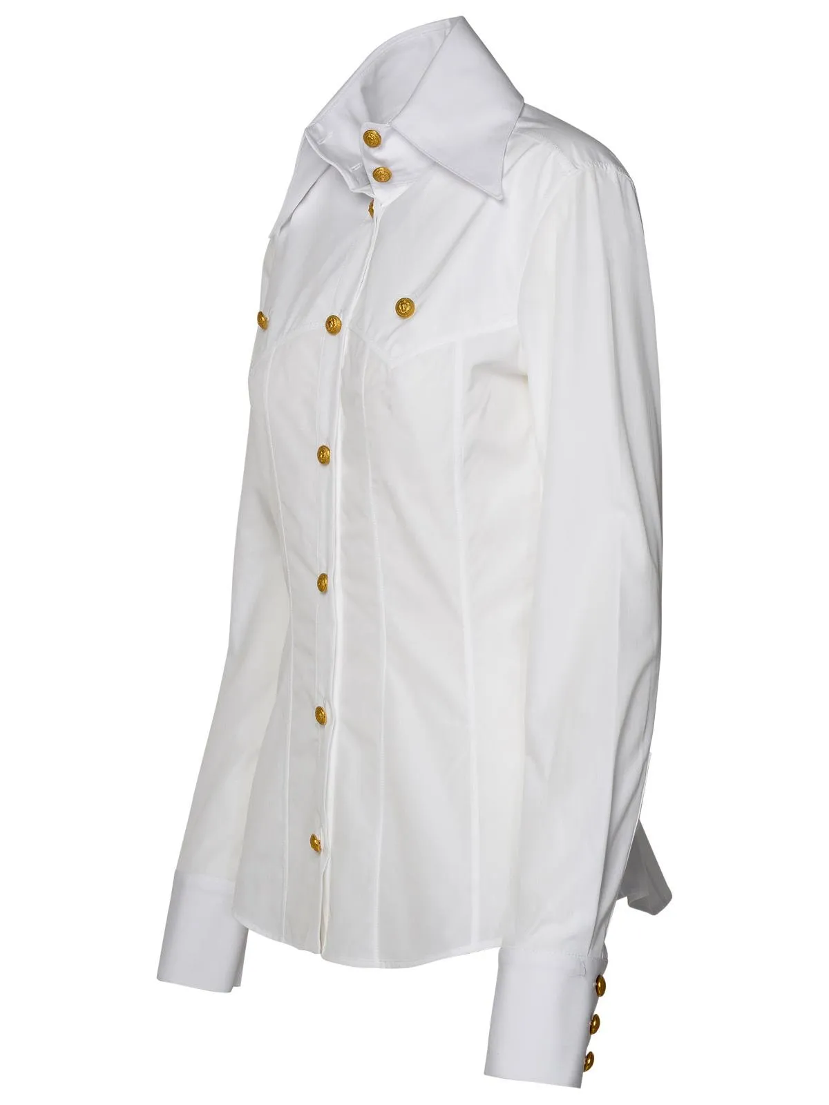 Camicia di cotone bianco Balmain