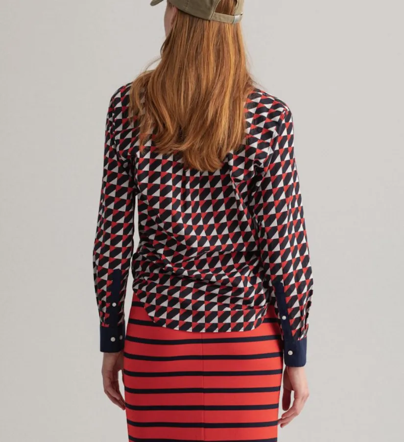 Camicia Gant donna in voile di cotone stampa geometrica 4320155