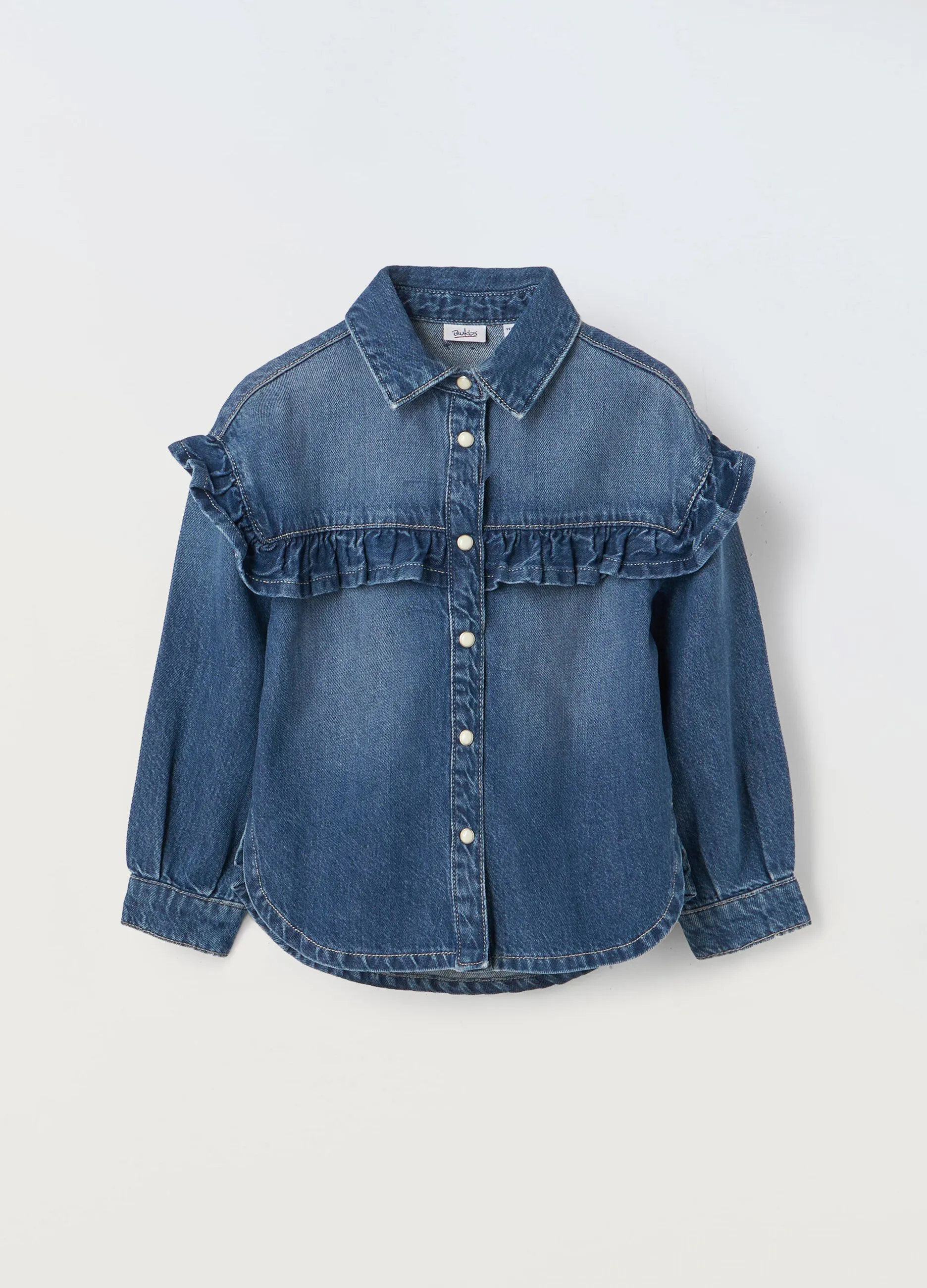 Camicia in denim di puro cotone bambina