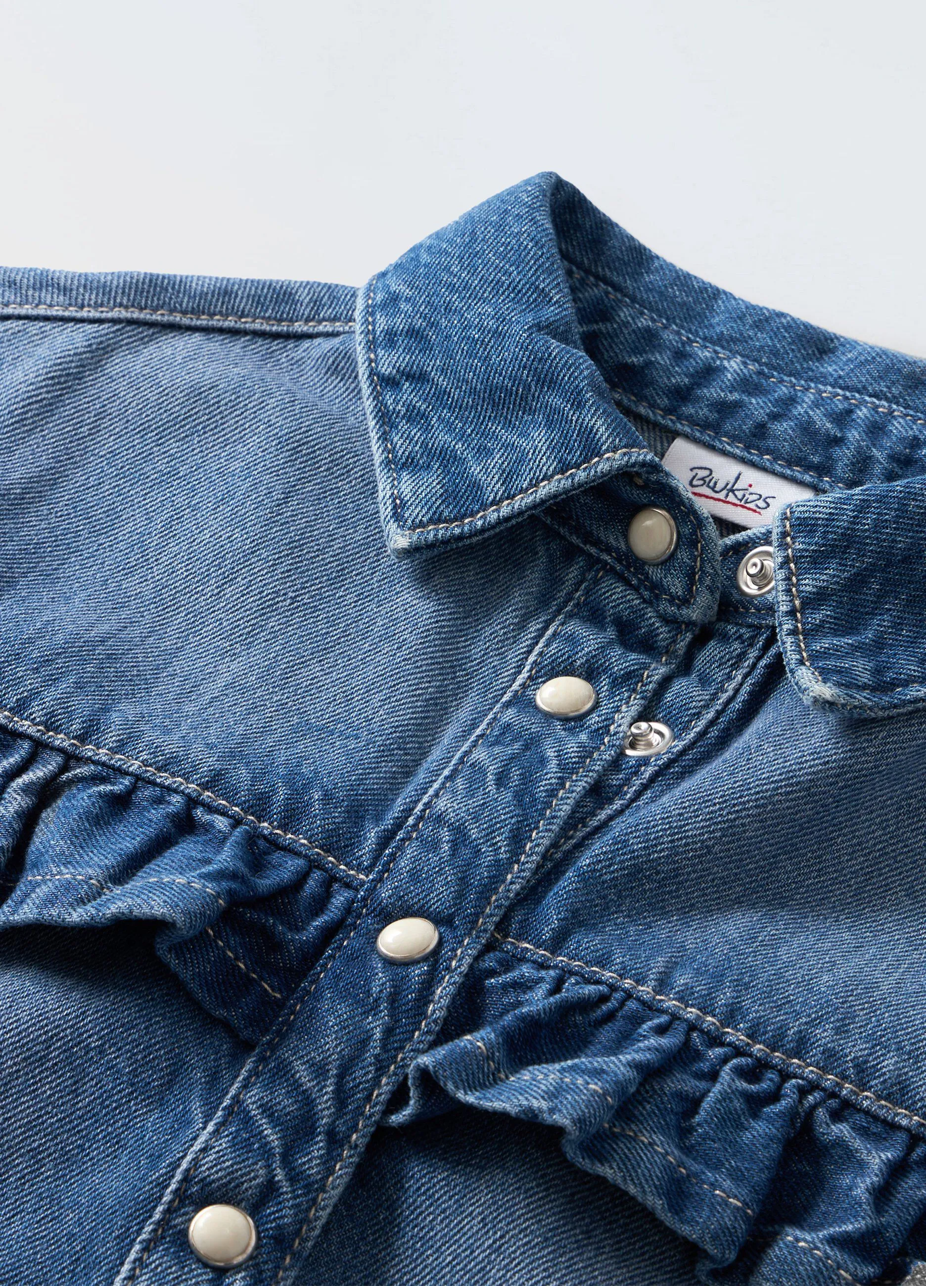 Camicia in denim di puro cotone bambina