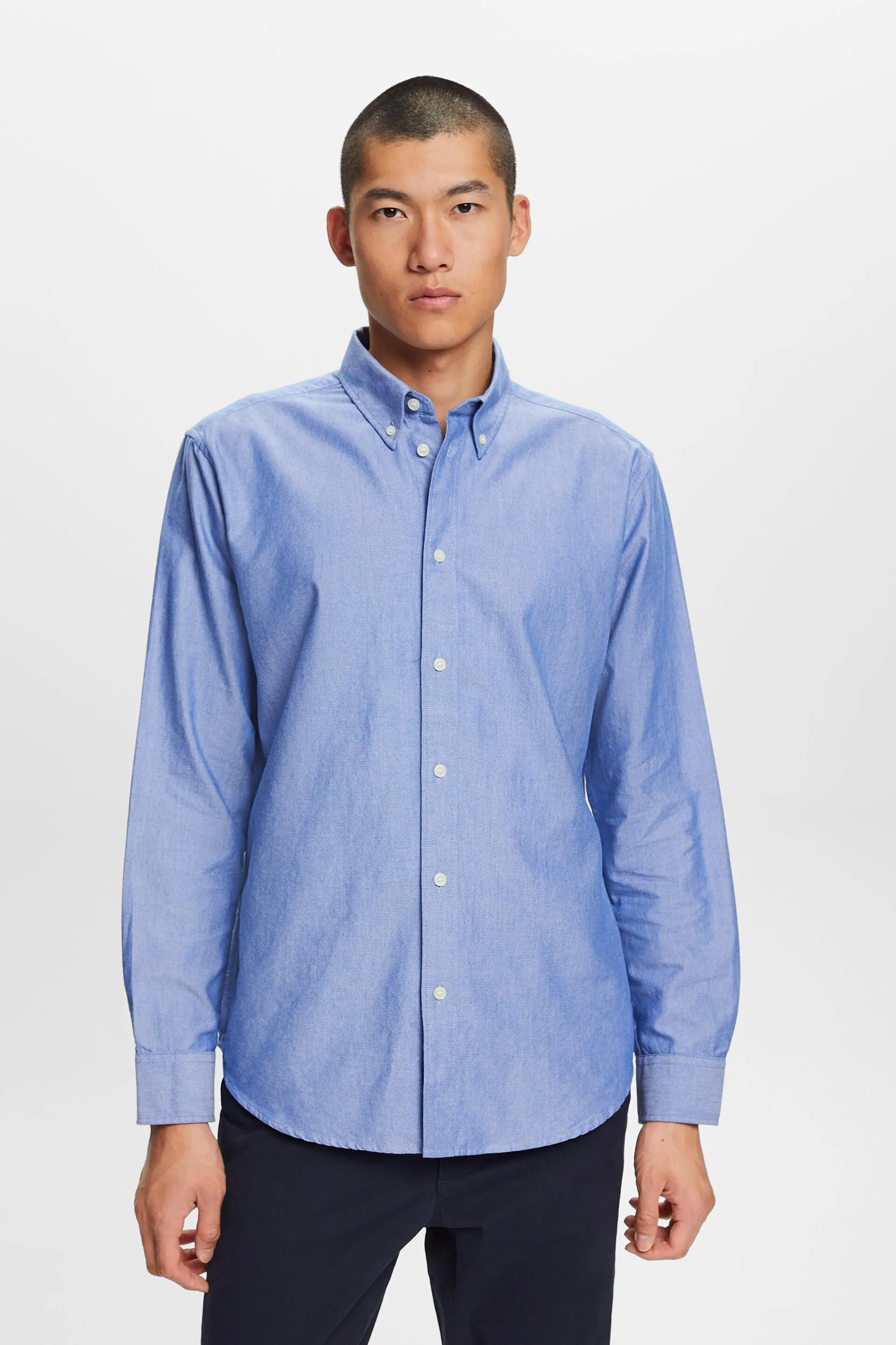 Camicia in popeline di cotone con colletto button down