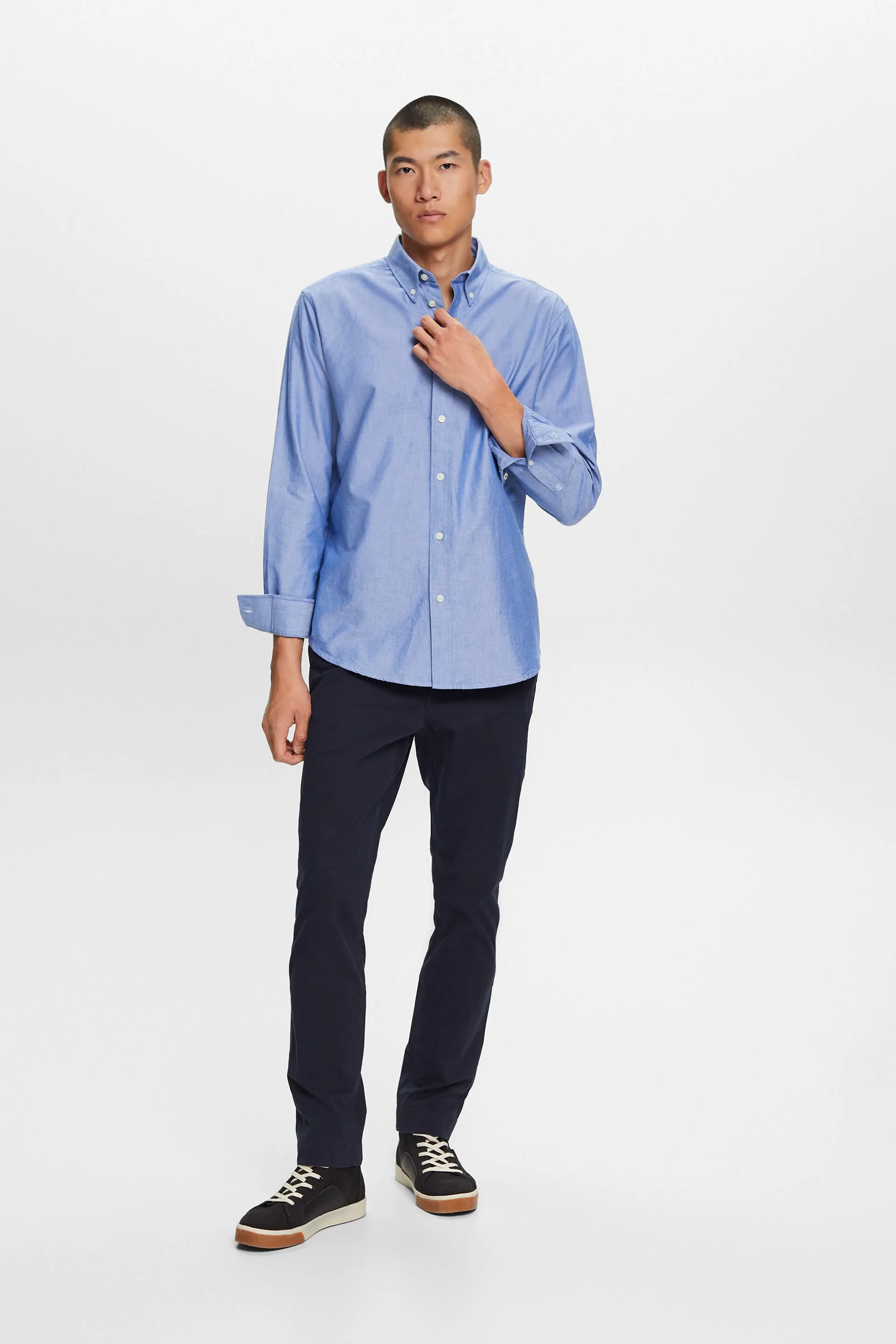 Camicia in popeline di cotone con colletto button down
