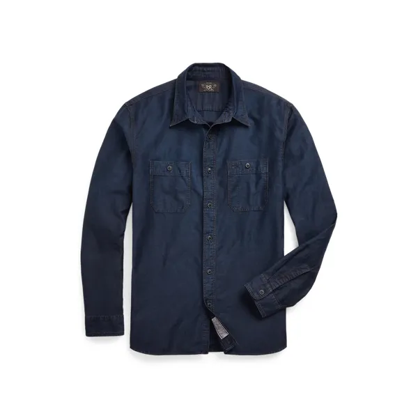Camicia in rasatello di cotone e lino