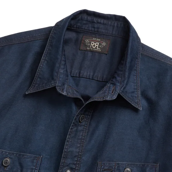 Camicia in rasatello di cotone e lino