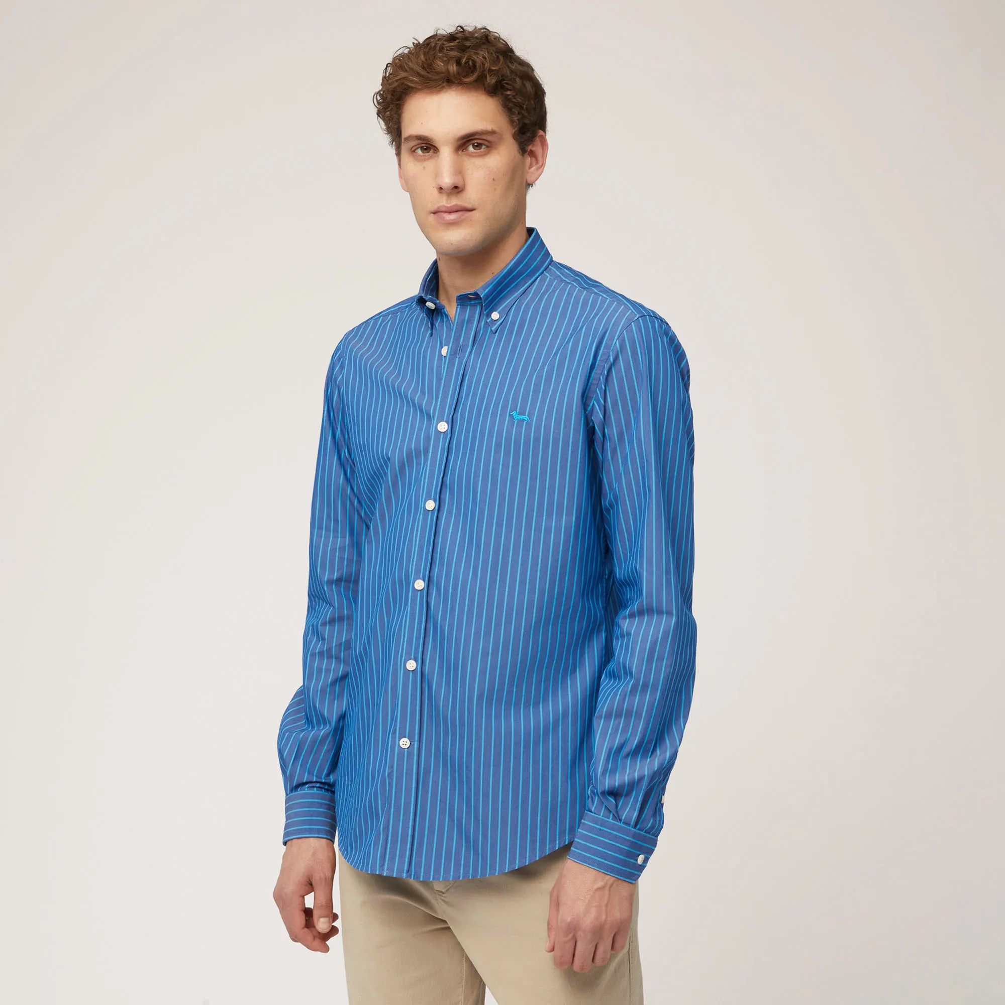 Camicia In Twill Di Cotone A Righe
