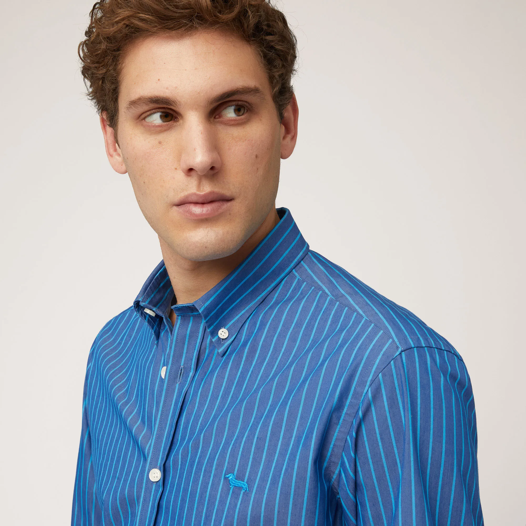 Camicia In Twill Di Cotone A Righe