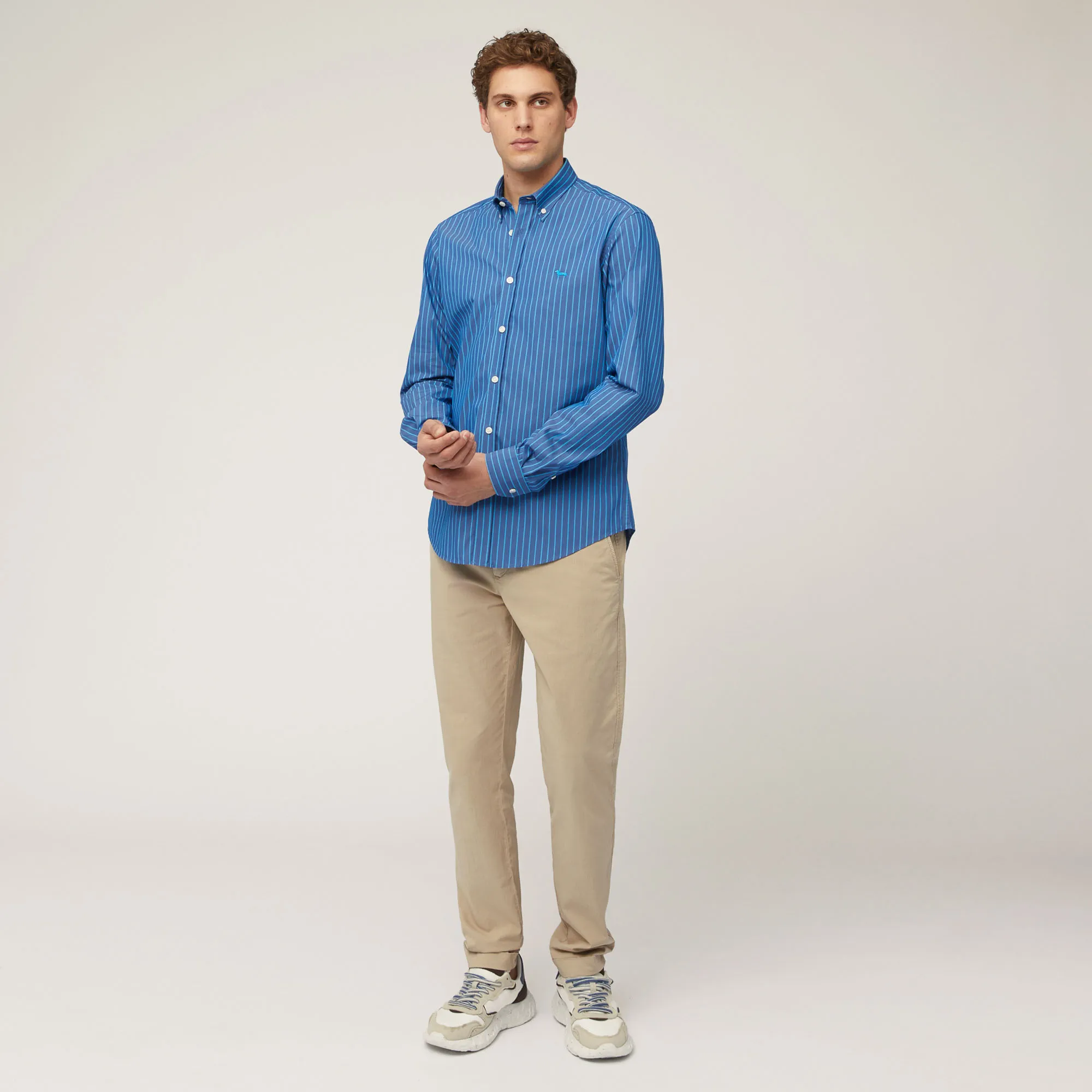 Camicia In Twill Di Cotone A Righe