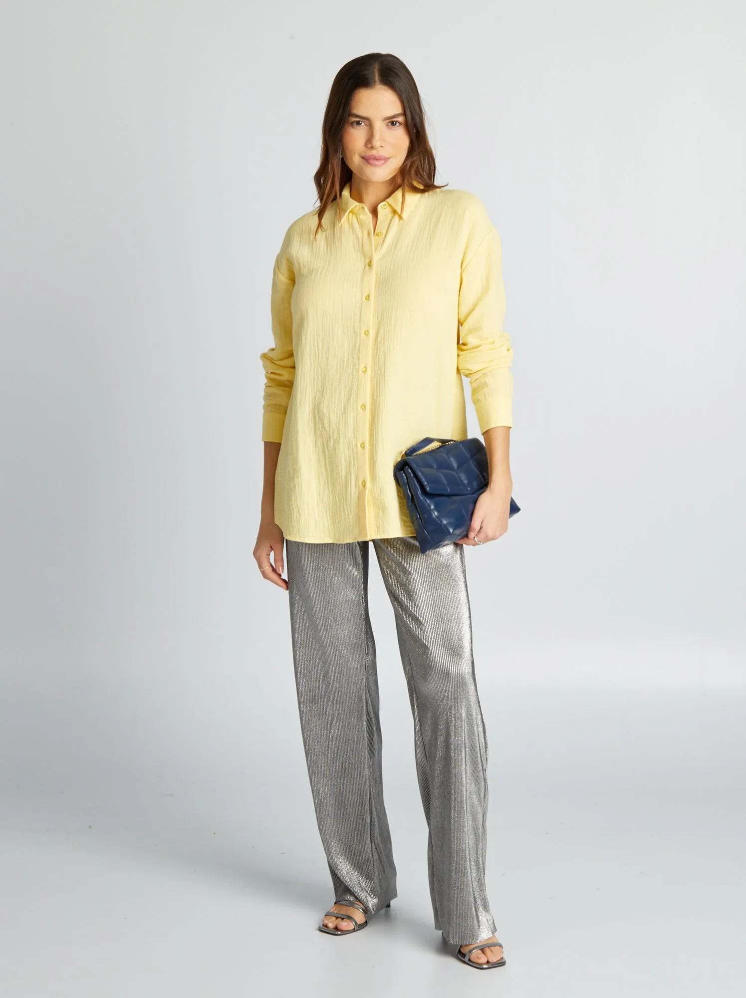 Camicia per allattamento in garza di cotone - GIALLO
