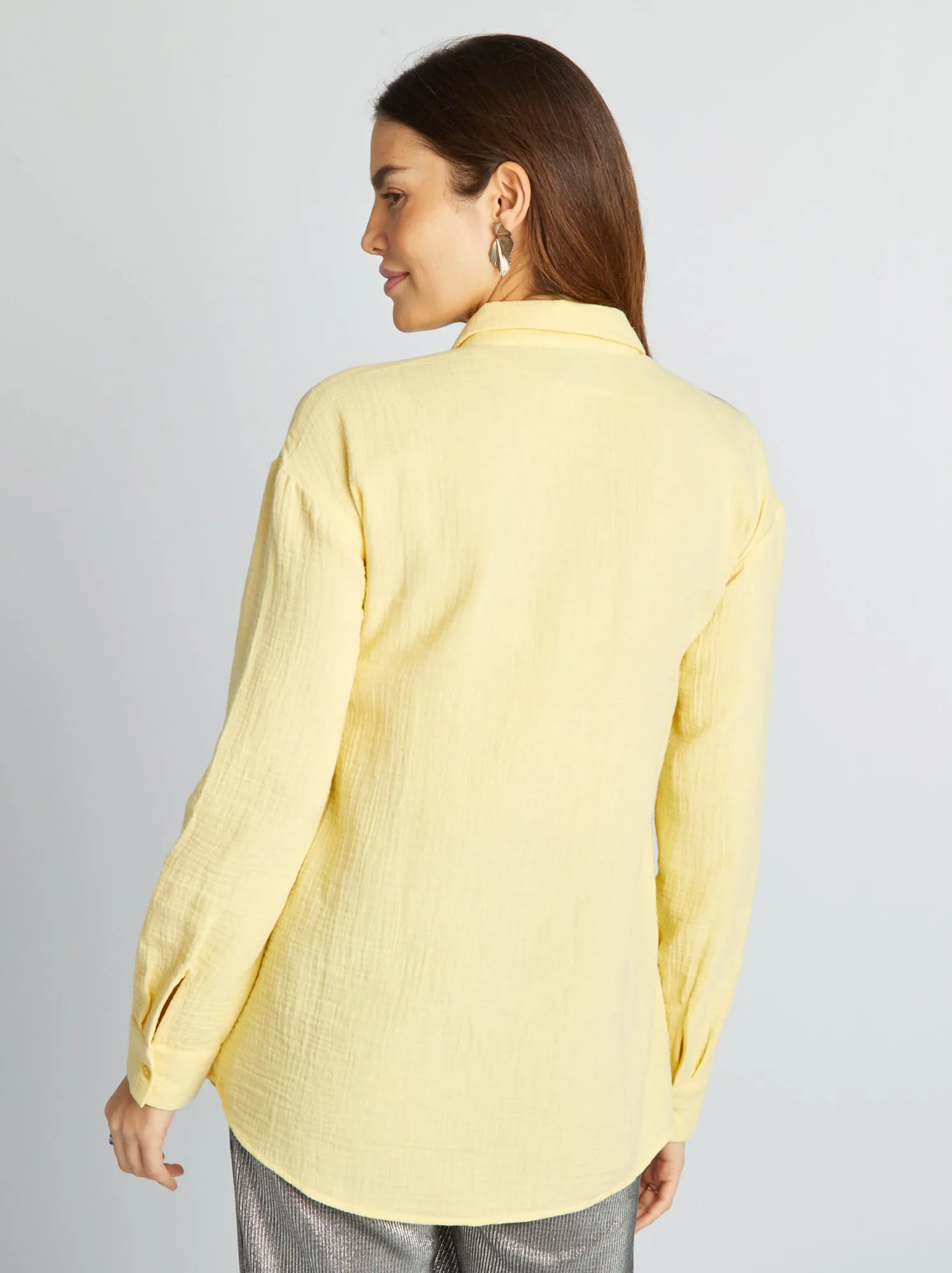 Camicia per allattamento in garza di cotone - GIALLO