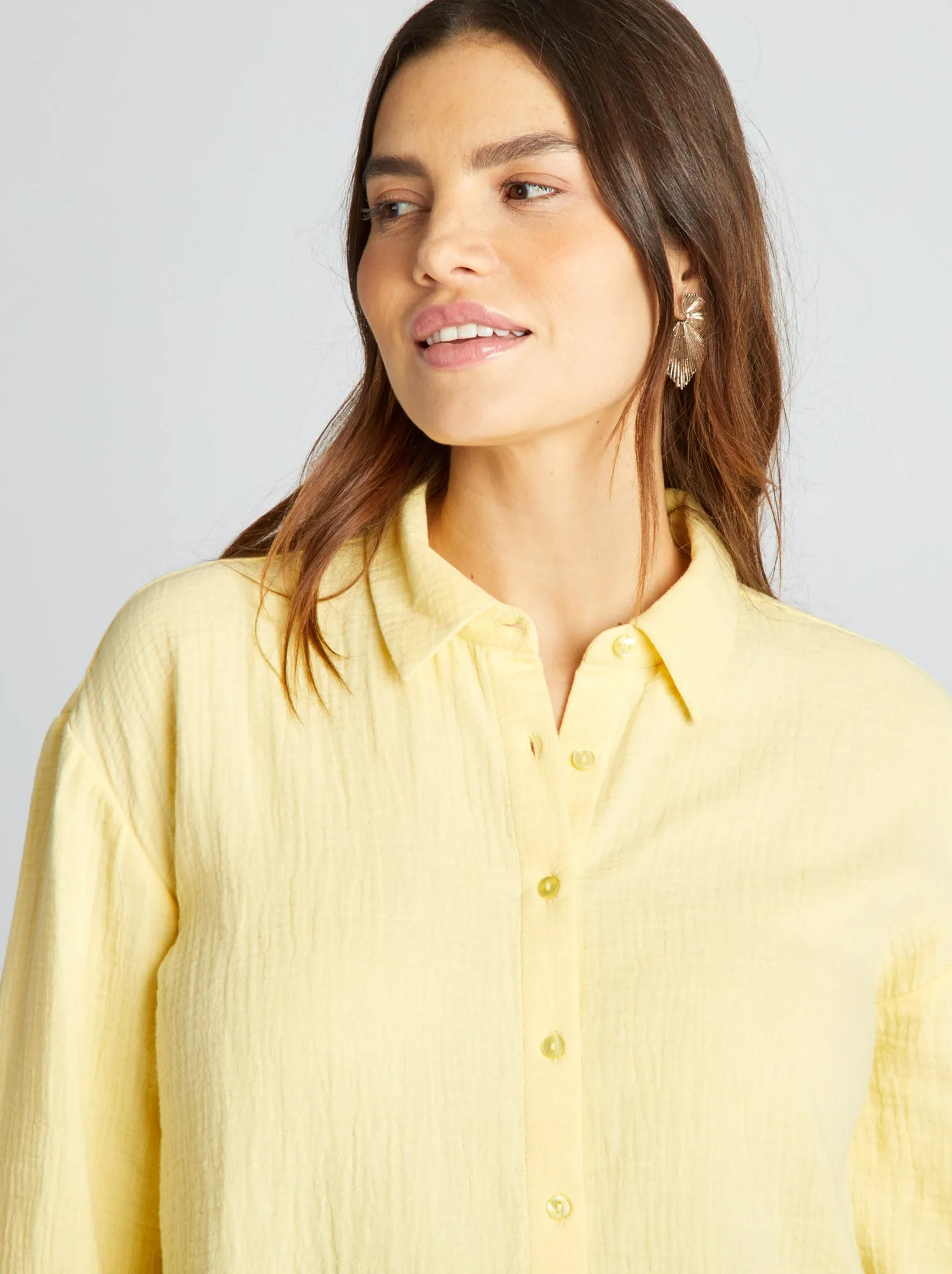 Camicia per allattamento in garza di cotone - GIALLO