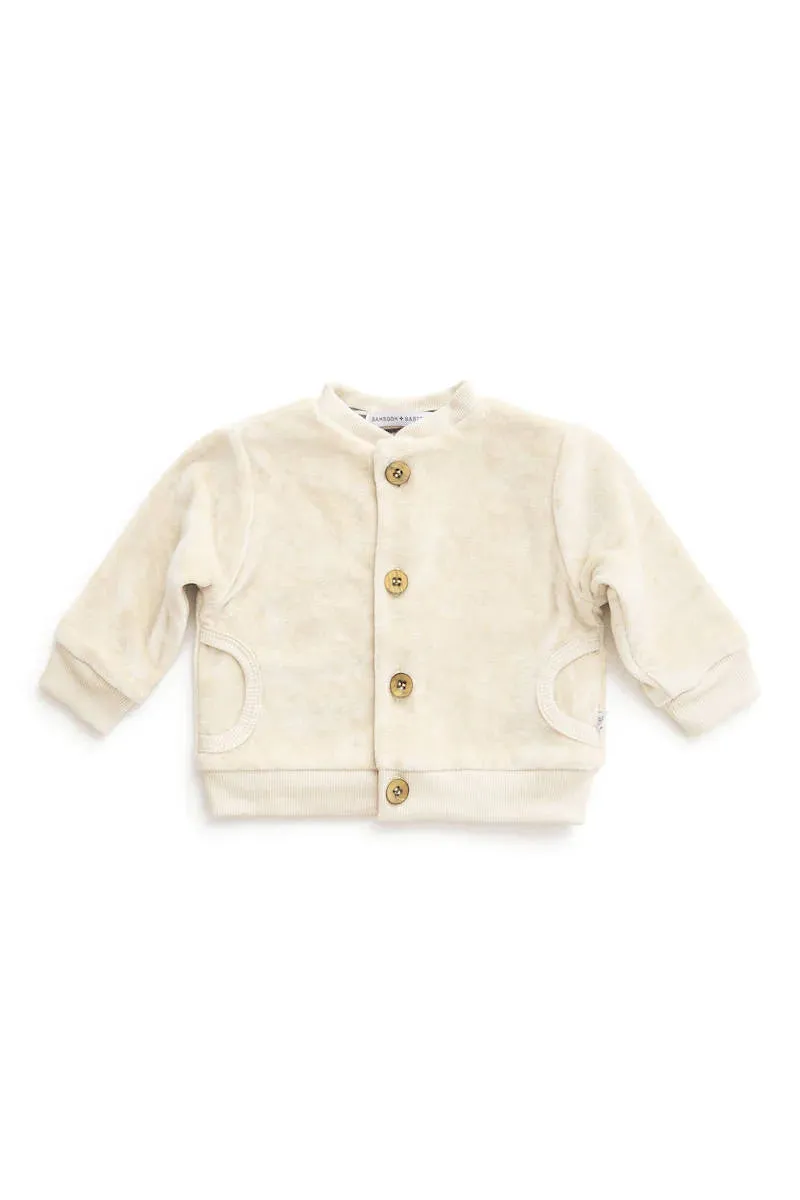 Cardigan bambino in velluto - Avorio 29