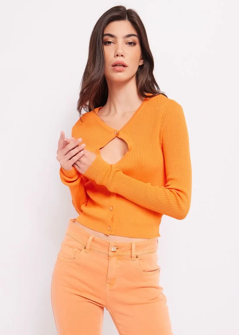 Cardigan in filato a costine