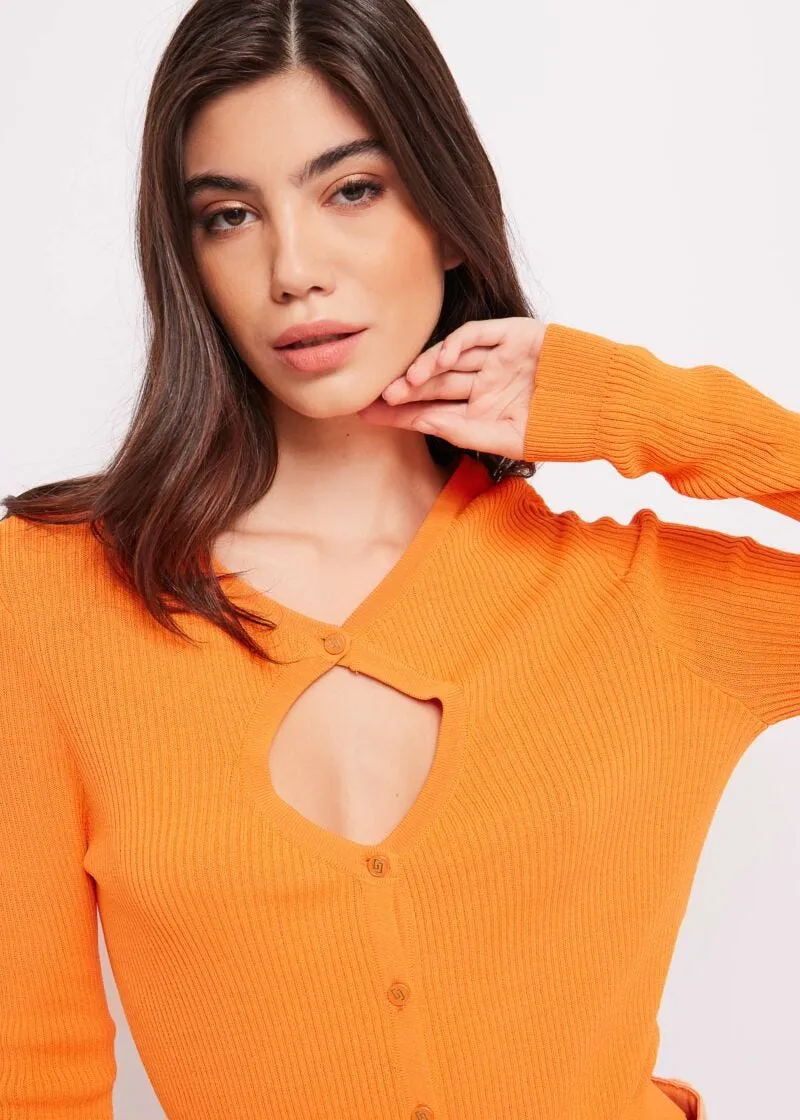Cardigan in filato a costine