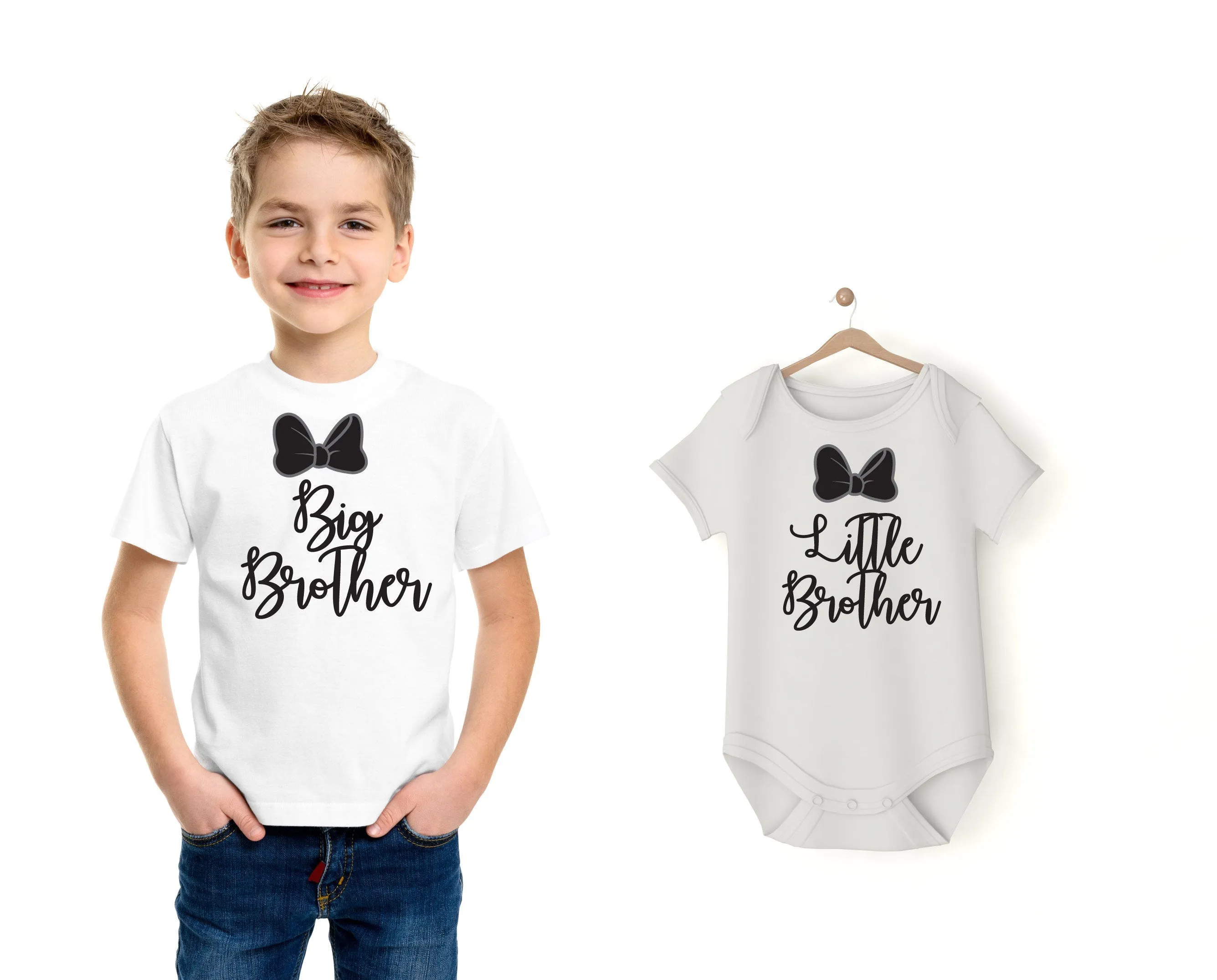 Coppia T shirt e body  big brother little brother in 100% cotone