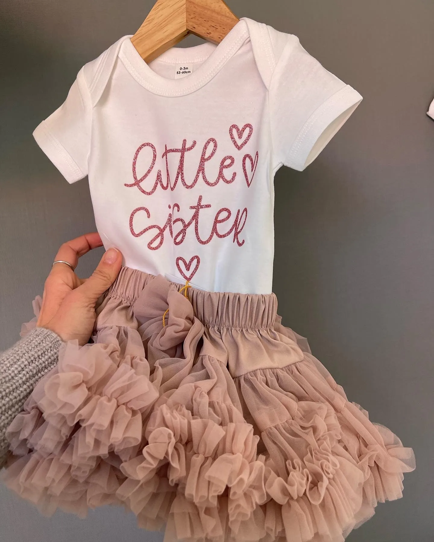 Coppia tshirt e body Big Sister Little Sister cuoricini