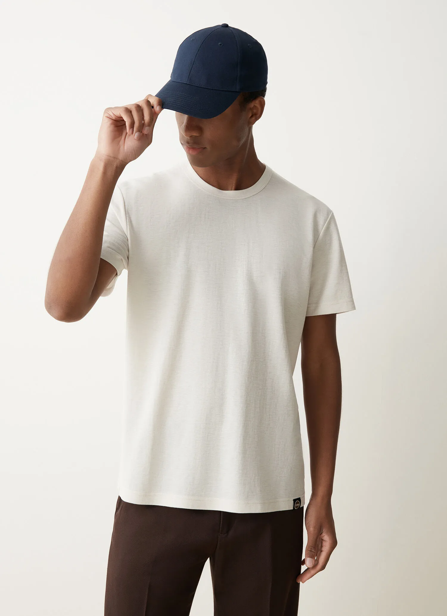 Crewneck T-shirt in cool Oxford cloth
