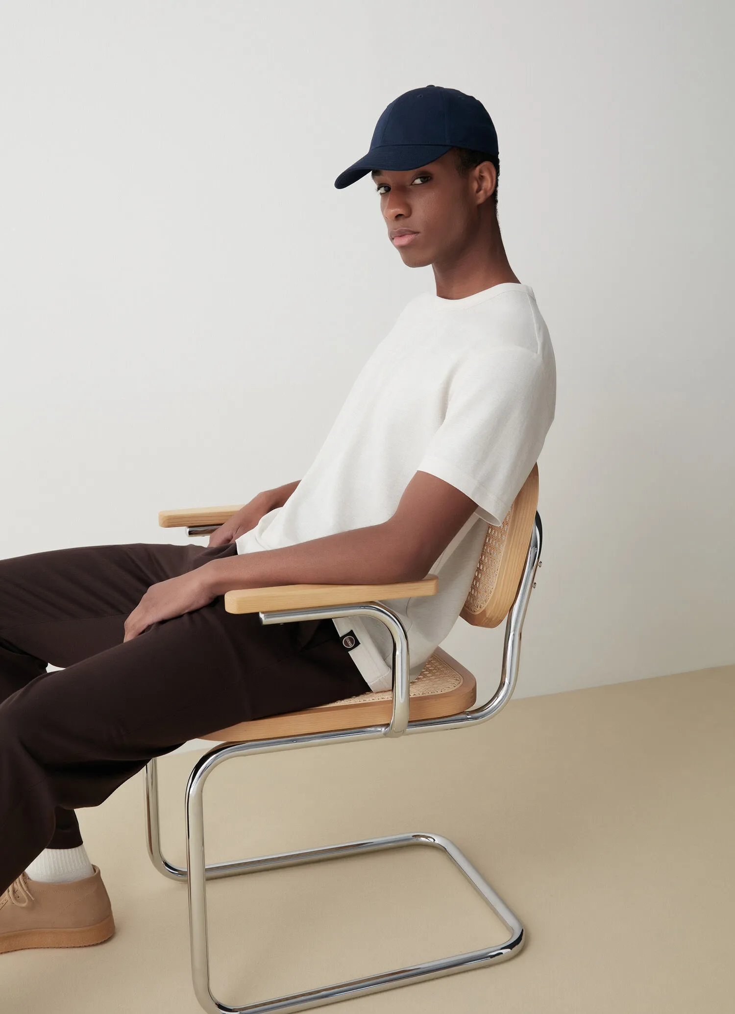 Crewneck T-shirt in cool Oxford cloth