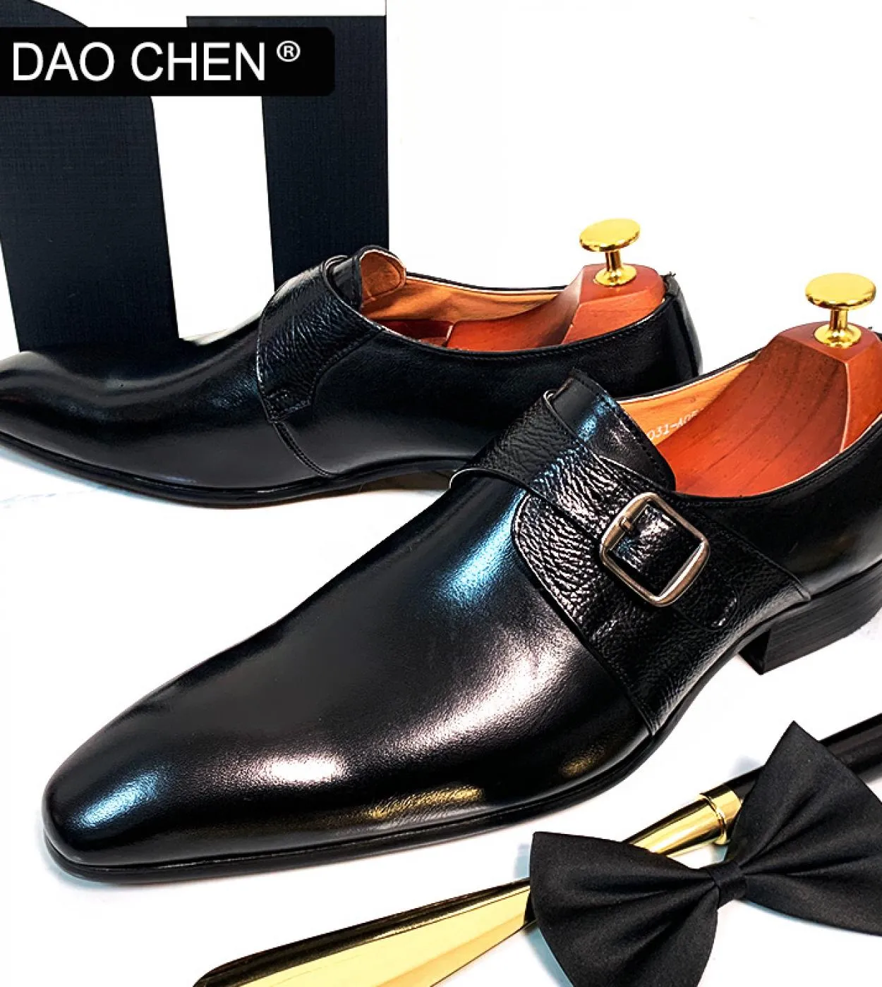 Daochen Scarpe da uomo in pelle Mocassini con cinturino monaco nero marrone Scarpa Slip On Scarpe eleganti da uomo casual di lus