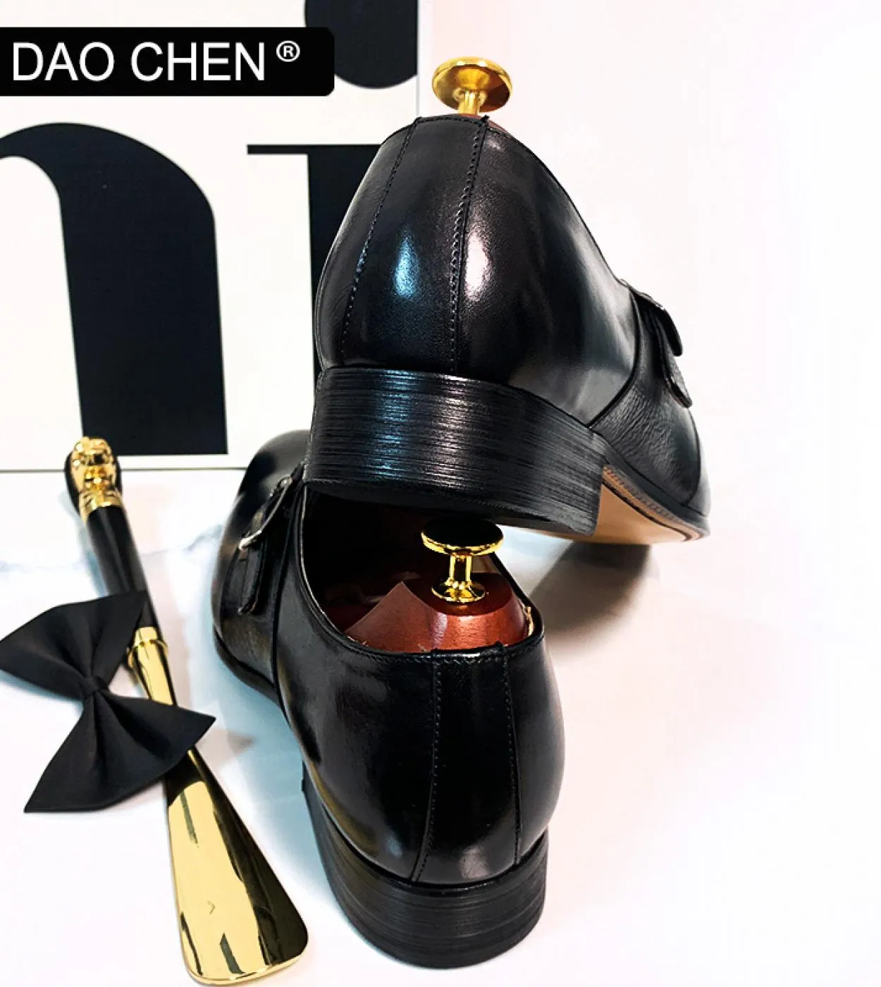 Daochen Scarpe da uomo in pelle Mocassini con cinturino monaco nero marrone Scarpa Slip On Scarpe eleganti da uomo casual di lus