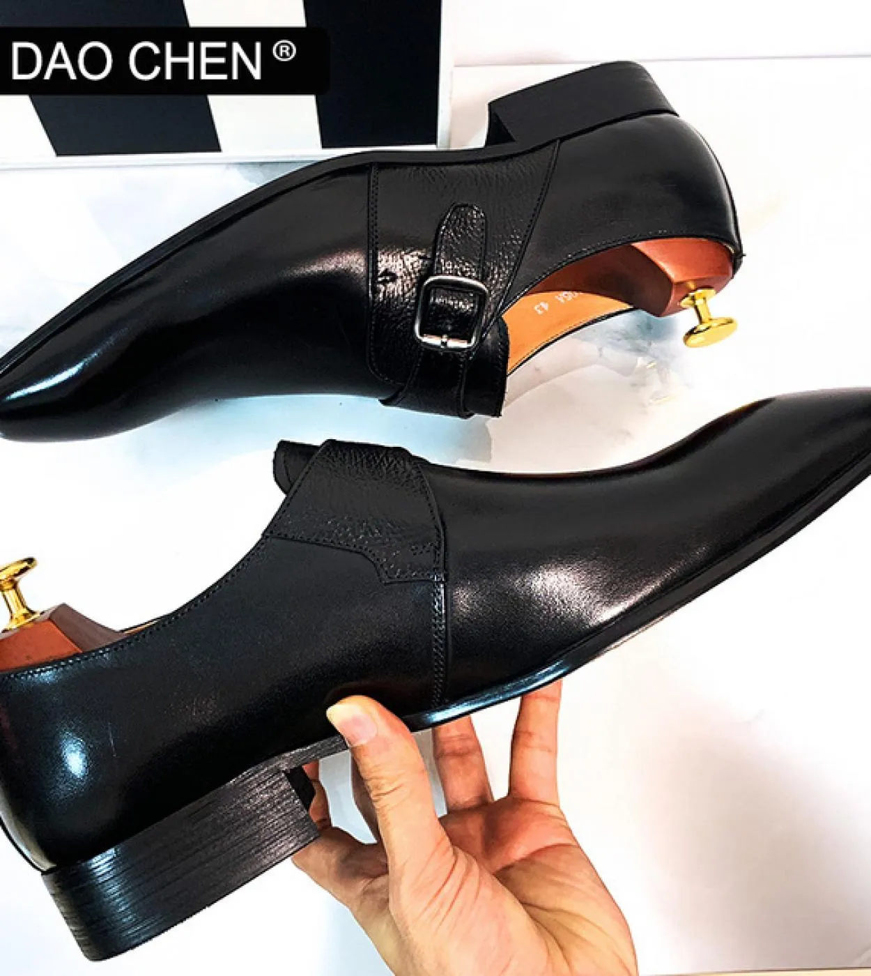 Daochen Scarpe da uomo in pelle Mocassini con cinturino monaco nero marrone Scarpa Slip On Scarpe eleganti da uomo casual di lus