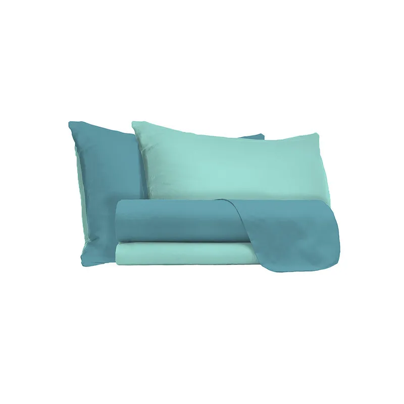 DATEX Completo letto linea Natural Color, ottanio/verde acqua