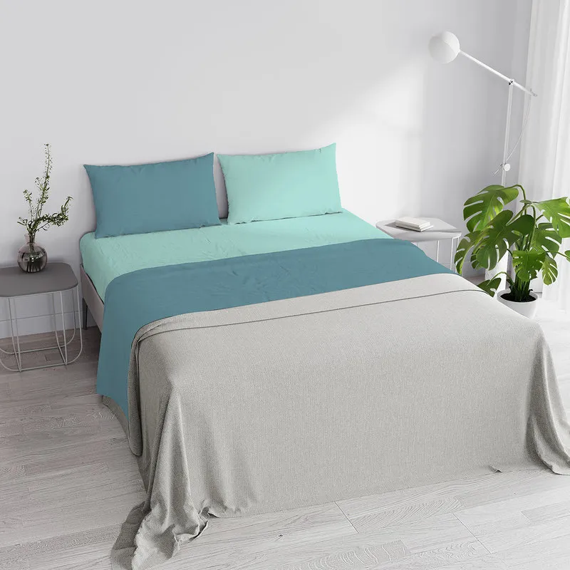 DATEX Completo letto linea Natural Color, ottanio/verde acqua