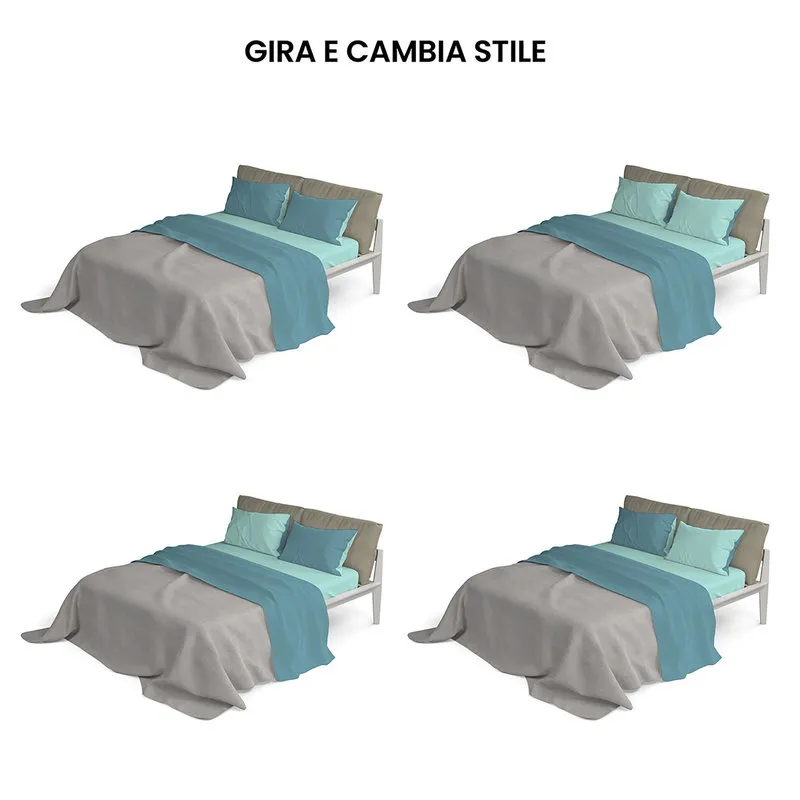 DATEX Completo letto linea Natural Color, ottanio/verde acqua
