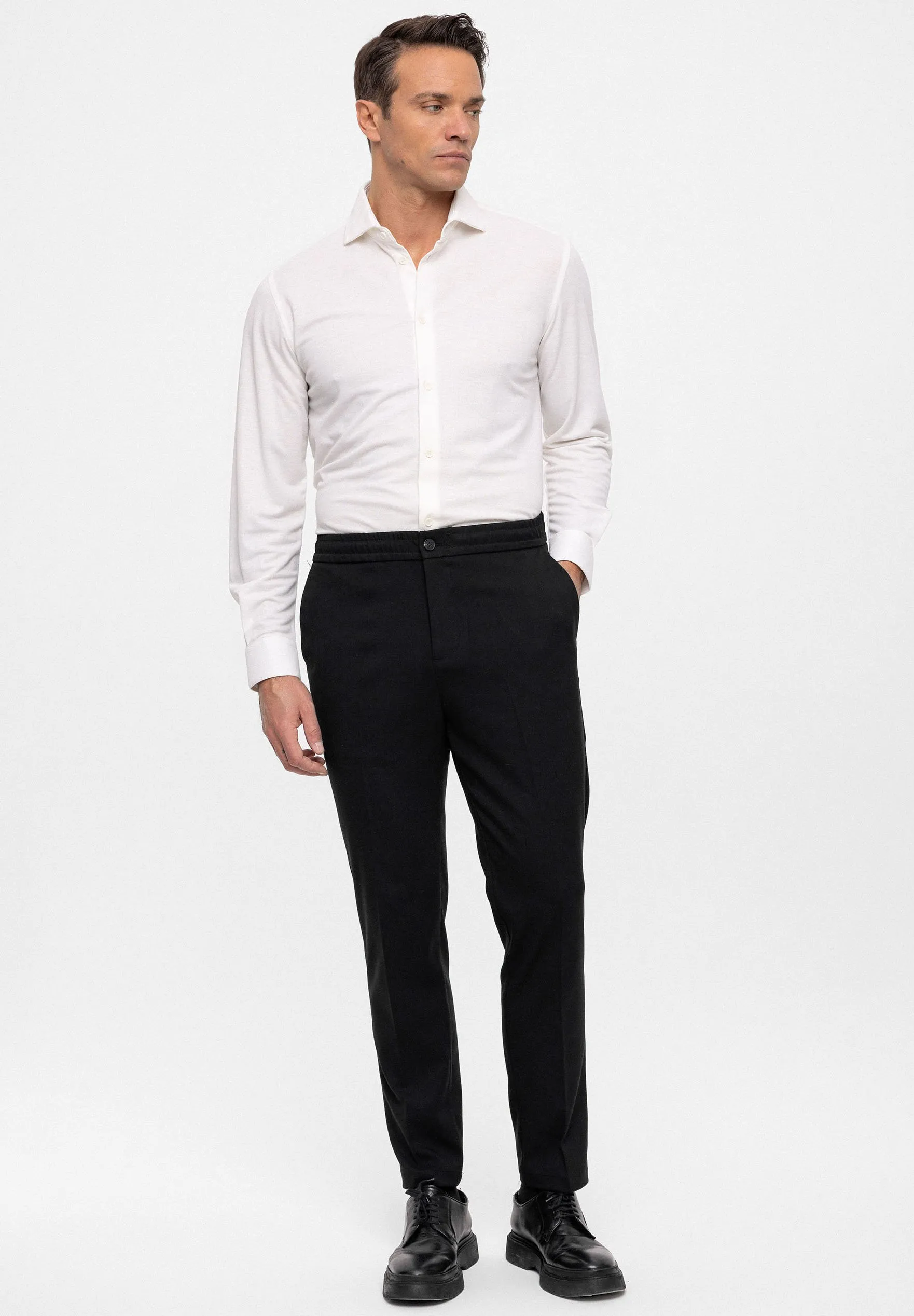 ELASTIC WAIST  BELT DETAILED - Pantaloni
