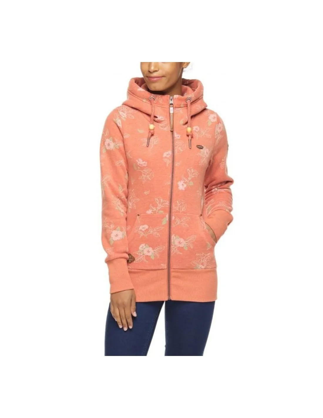 Felpa con cappuccio Ragwear Flowers Zip Coral