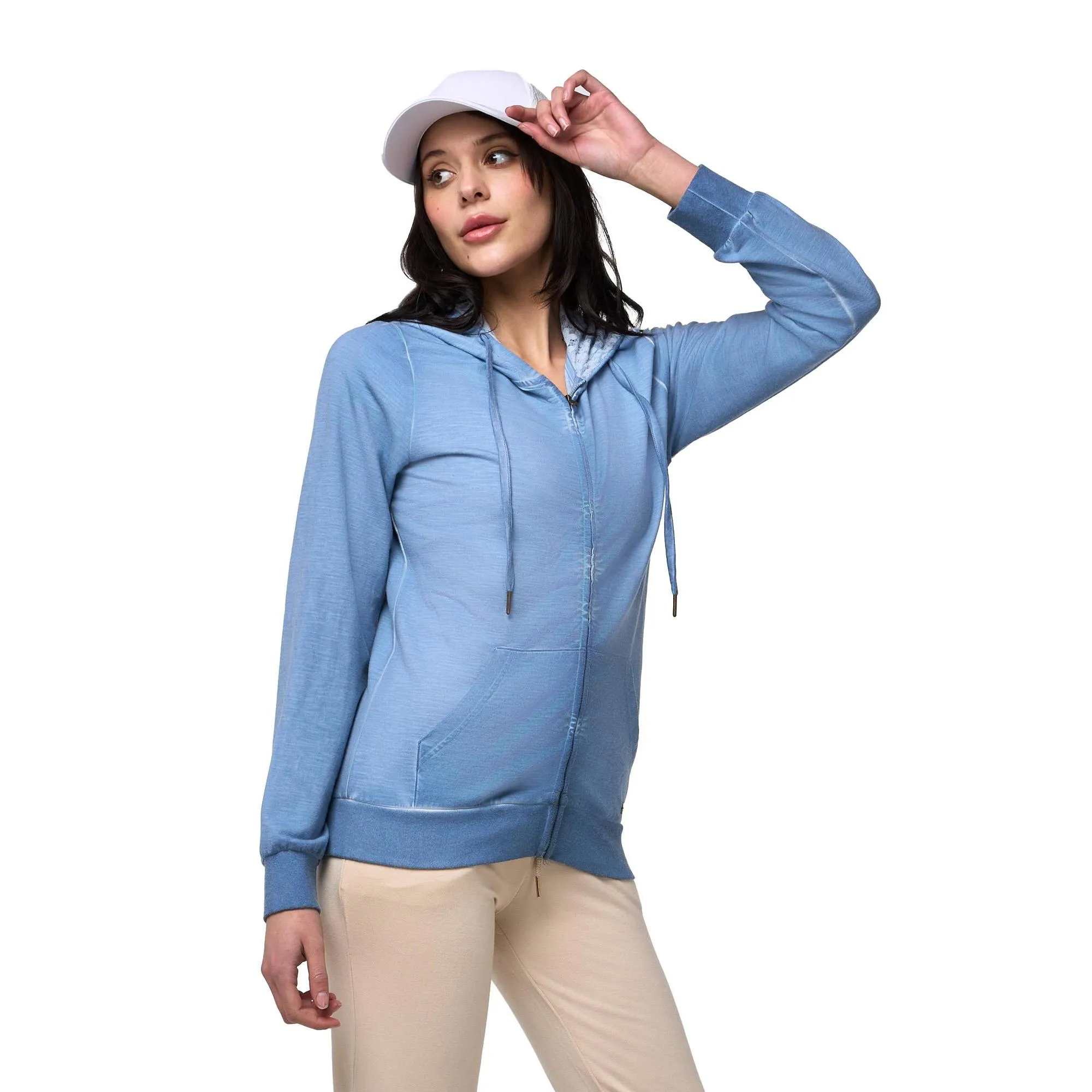 Felpa da donna con cappuccio e zip non felpata Leone Lace