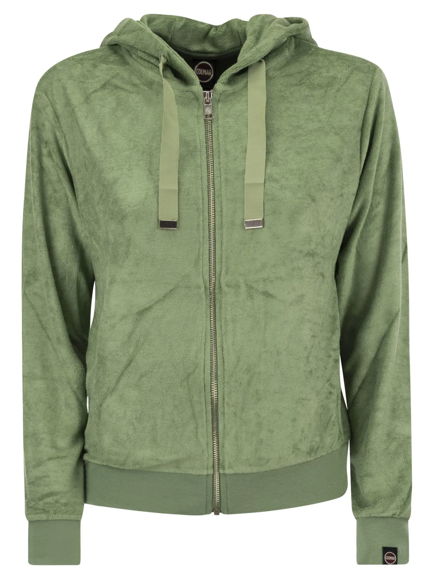 Felpa full zip con cappuccio in ciniglia