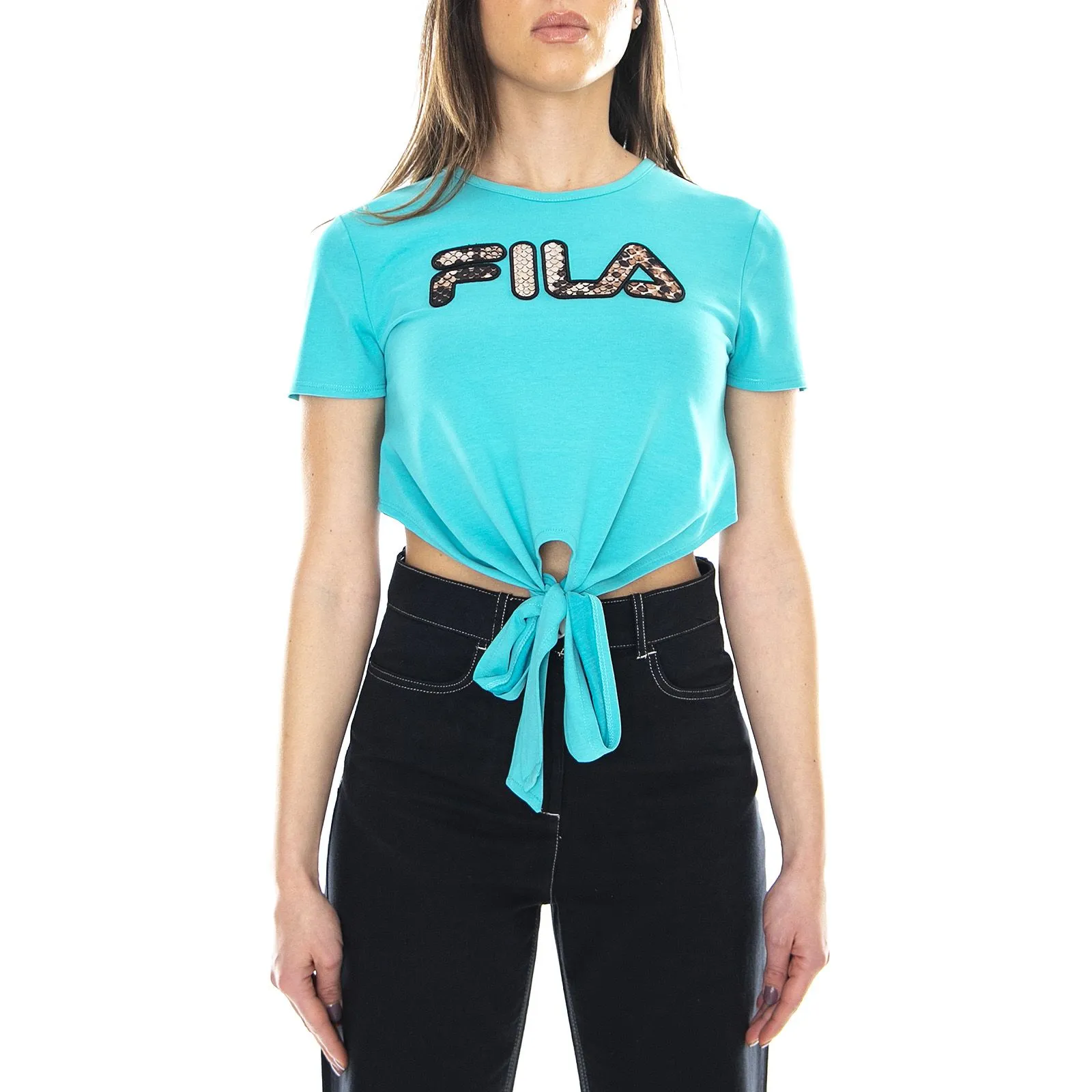Fila Wm Jona Cropped Tee - Baltic - Maglietta Girocollo Donna Blu    